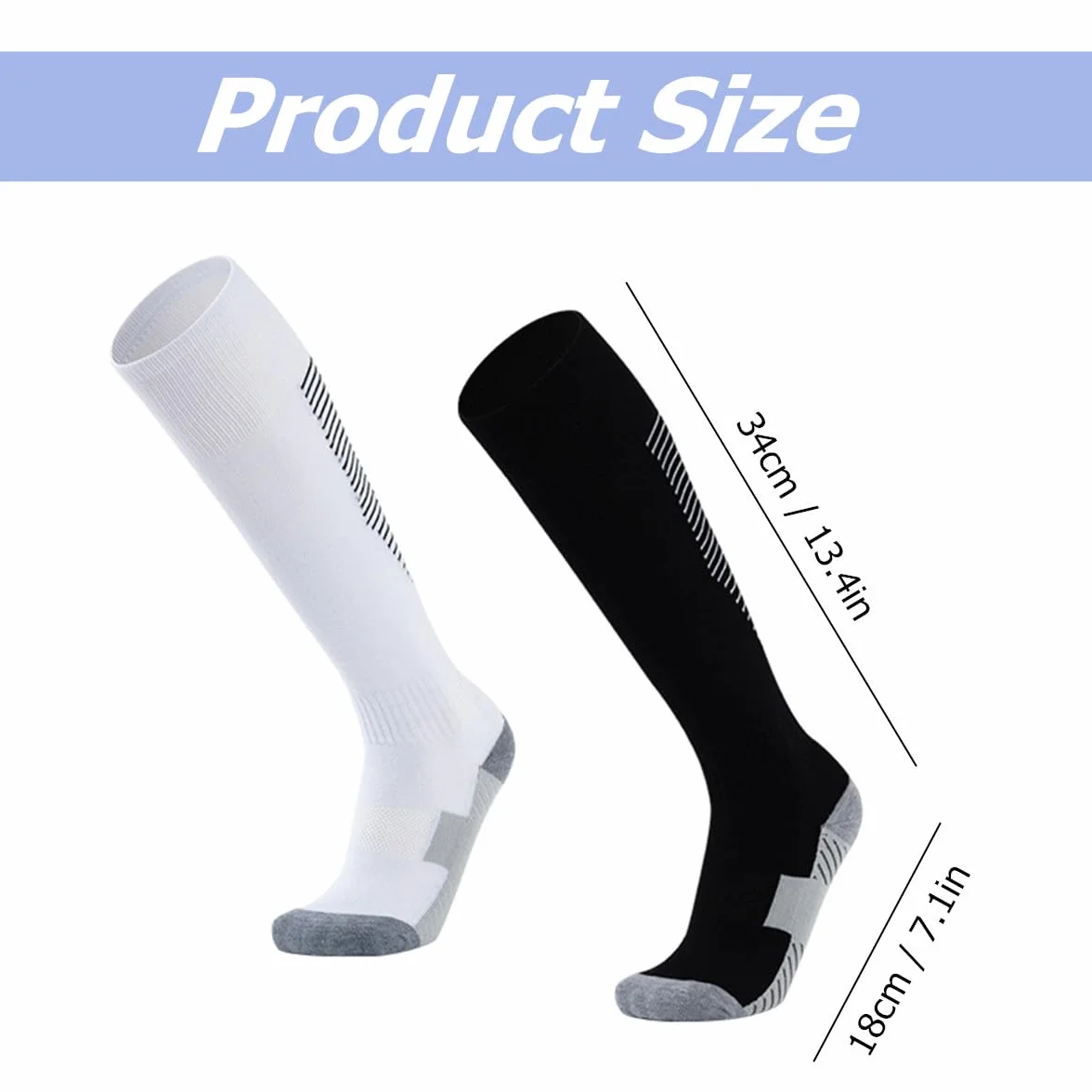 SamHeng Chaussettes de Football pour Enfants Antidérapant Bas de Serviette 2 Paires (9-12 ans)
