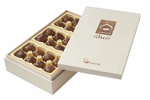 MARRONS GLACES SABATON COFFRET BOIS 500 grs 24 marrons nus