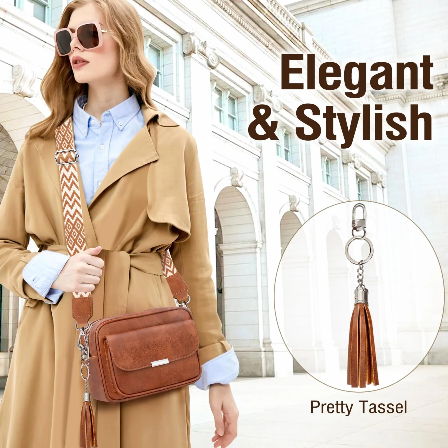 Sac Bandoulière Femme Cuir Pu Pochette Sac à Main Avec Sangle Réglable Amovible