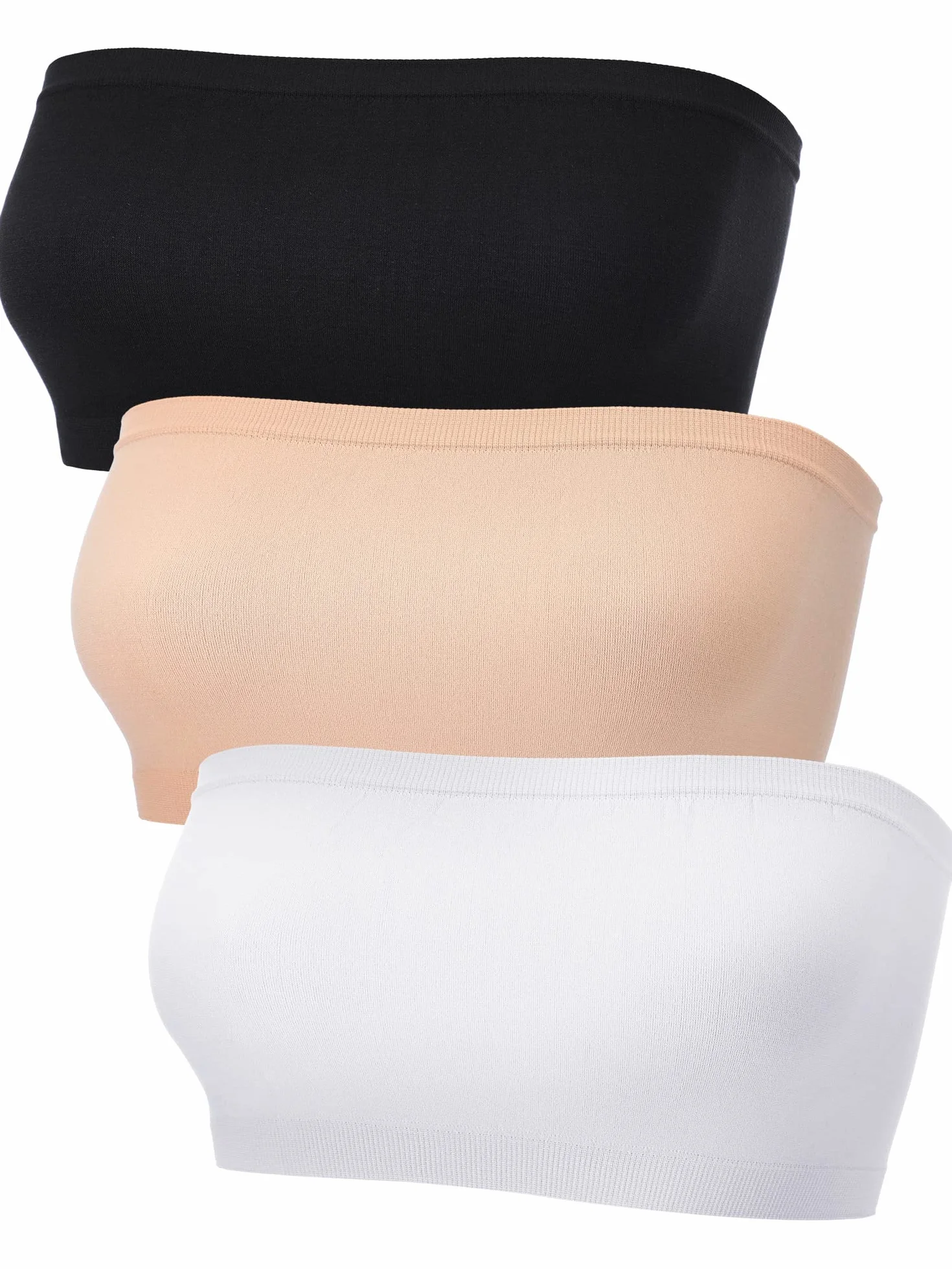 Geyoga Soutien-Gorge Bandeau sans Bretelles Tube Non Rembourré Extensible sans Couture 3 Pcs