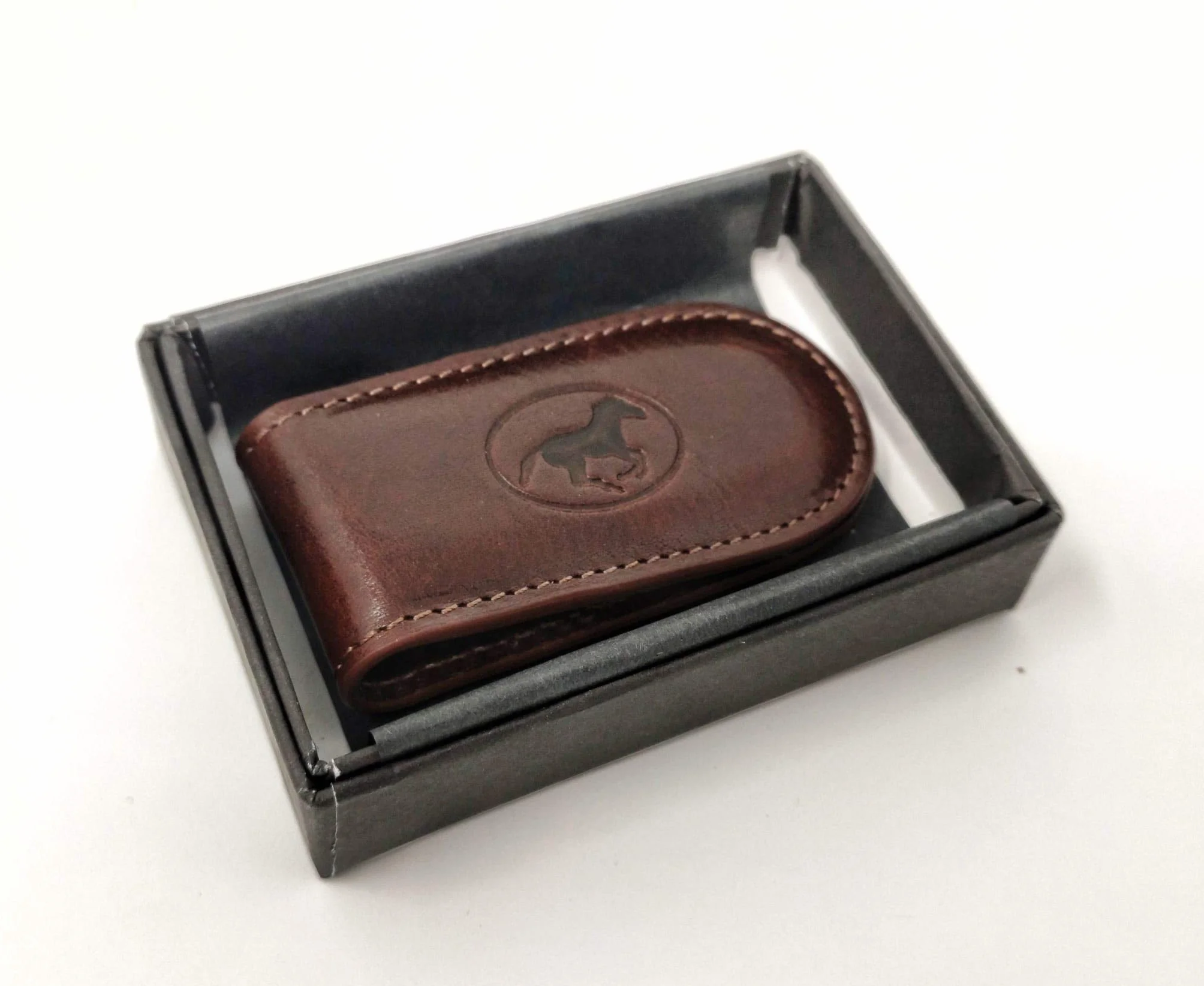 Mauro Pelletteria Porte-Billets Homme Cuir Magnétique Double Couture Fabriqué Italie Noir