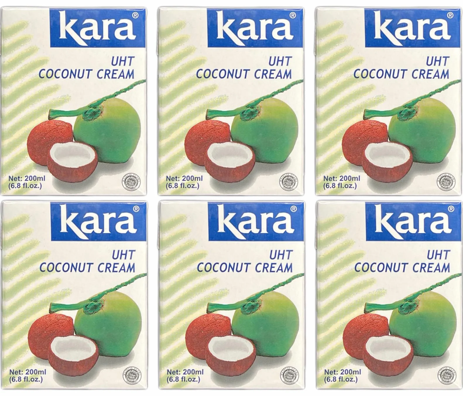 Kara Crème à la noix de coco 200 ml (lot de 6)