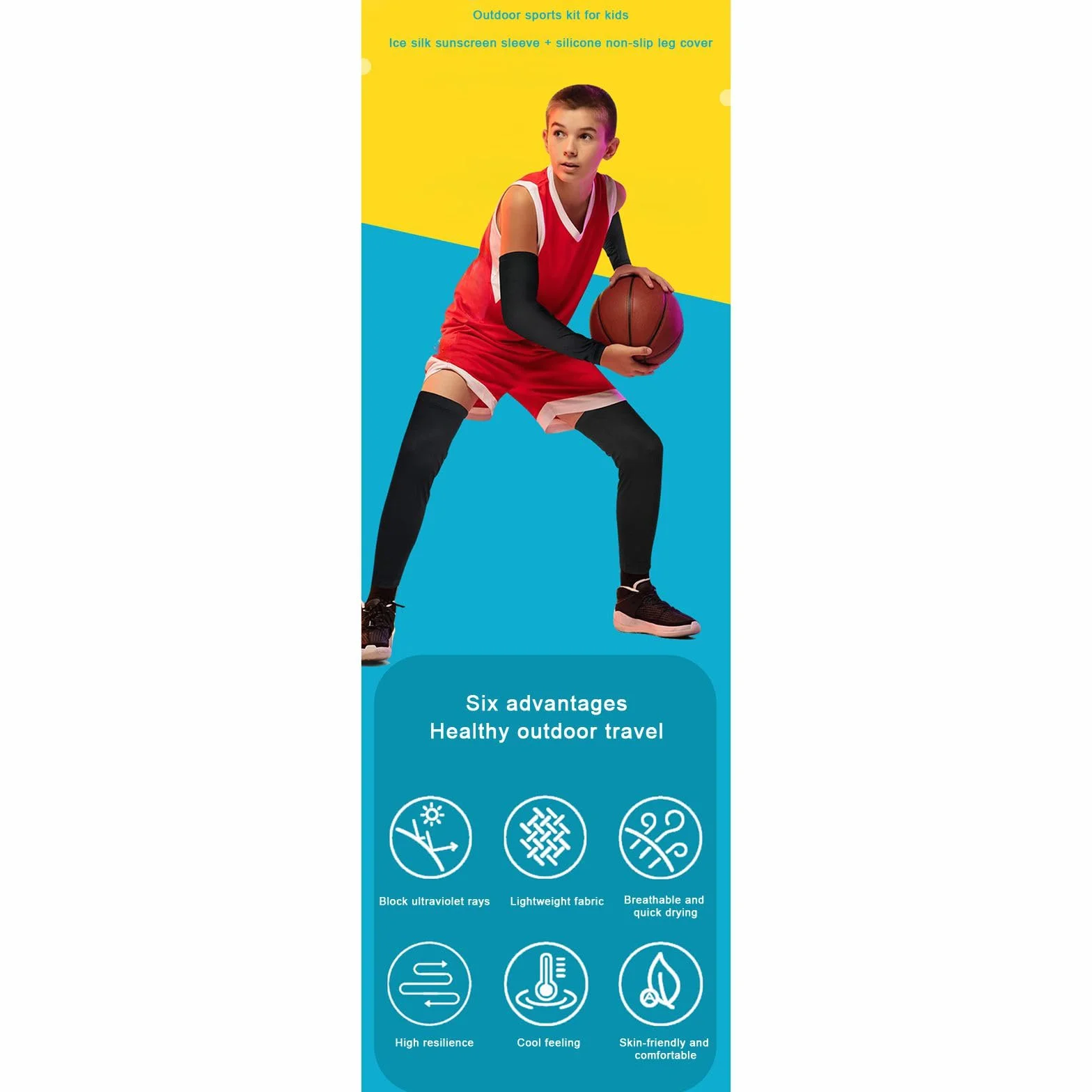 Valcatch Kids UV Sun Protection Compression Sleeves Basketball Football Volleyball Outdoor Sport Arm Leg Sleeves for Boys Girls