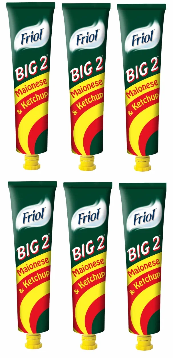 Friol Big 2 Lot de 6 sauces au ketchup et à la mayonnaise dans un tube de 190 g