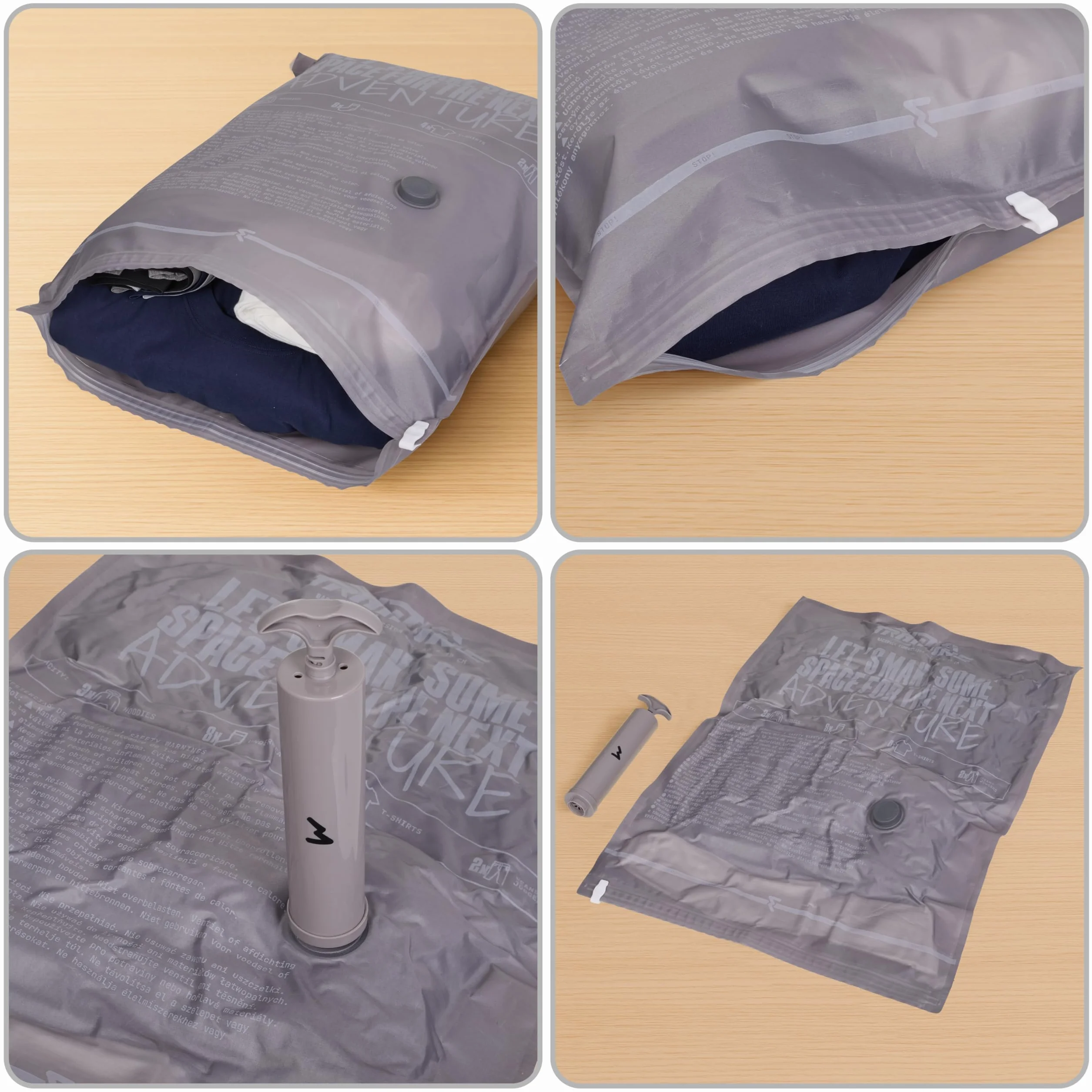 Elitex Sac de compression 50 x 70 cm avec pompe manuelle Lot de 2