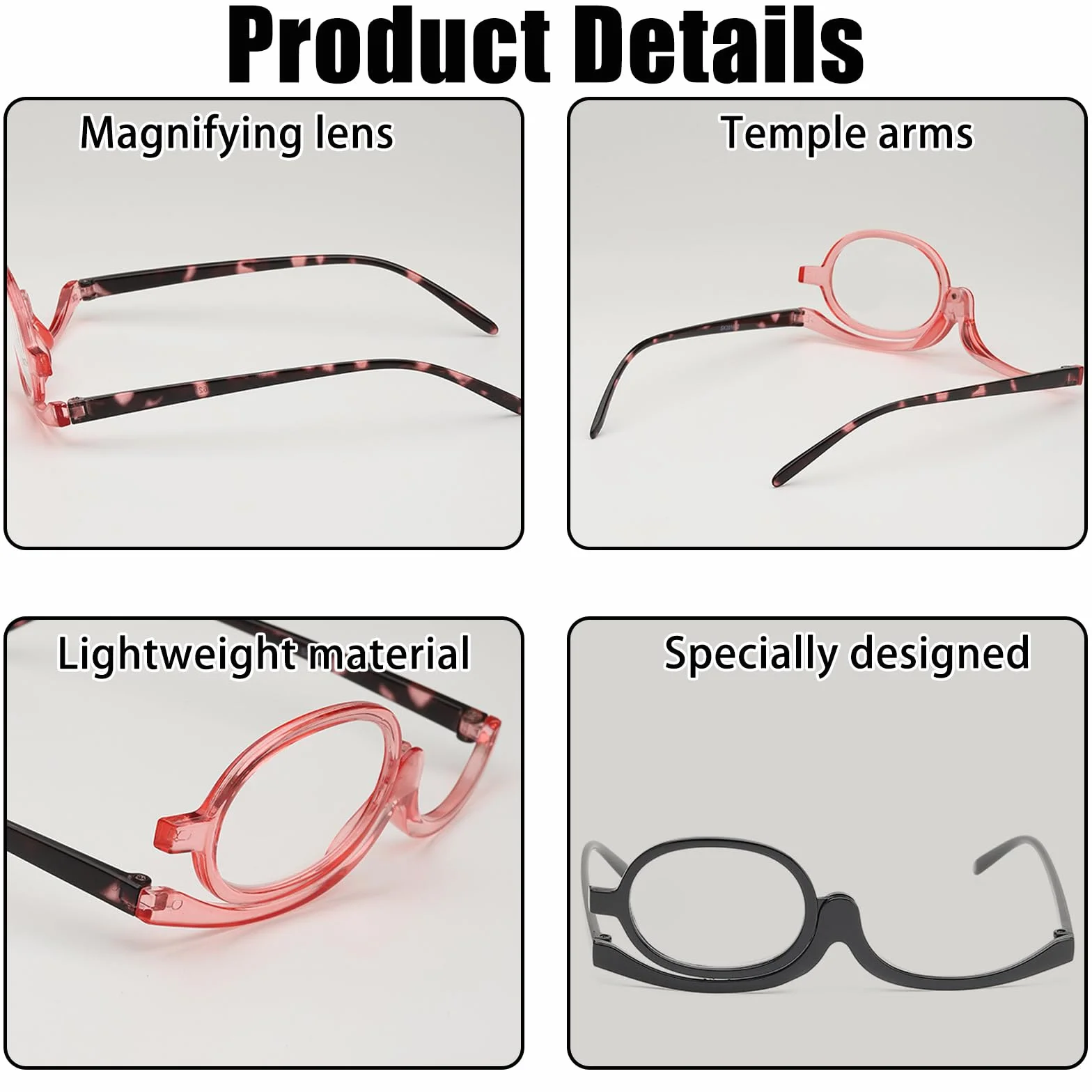 Lunettes De Maquillage Grossissantes Rotatives YNR +2.5 +3.5 Pour Femme