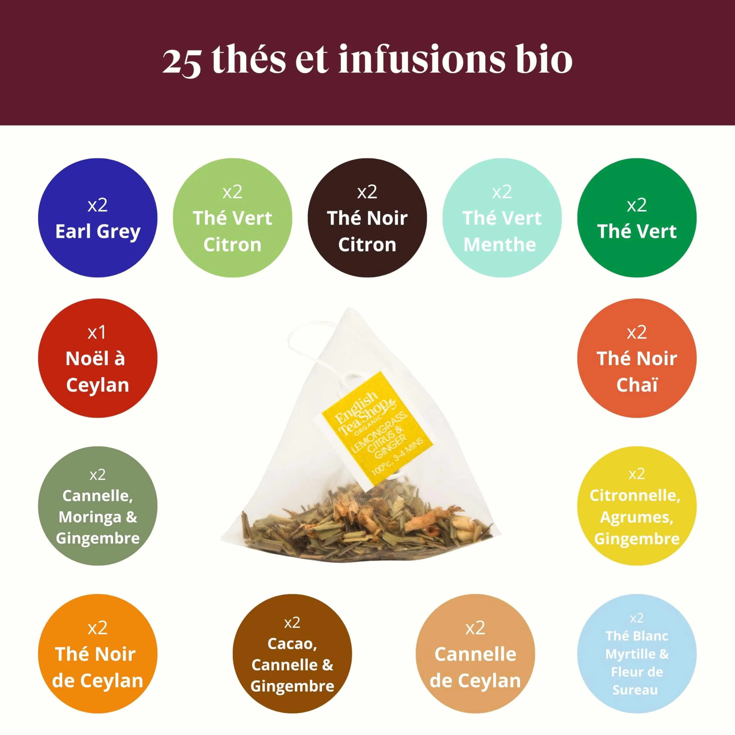 English Tea Shop - Calendrier de l'Avent Thés & Infusions bio Triangle rouge - 25 sachets de thé et infusions à déguster avant Noël - Idée cadeau Noël femme ou homme