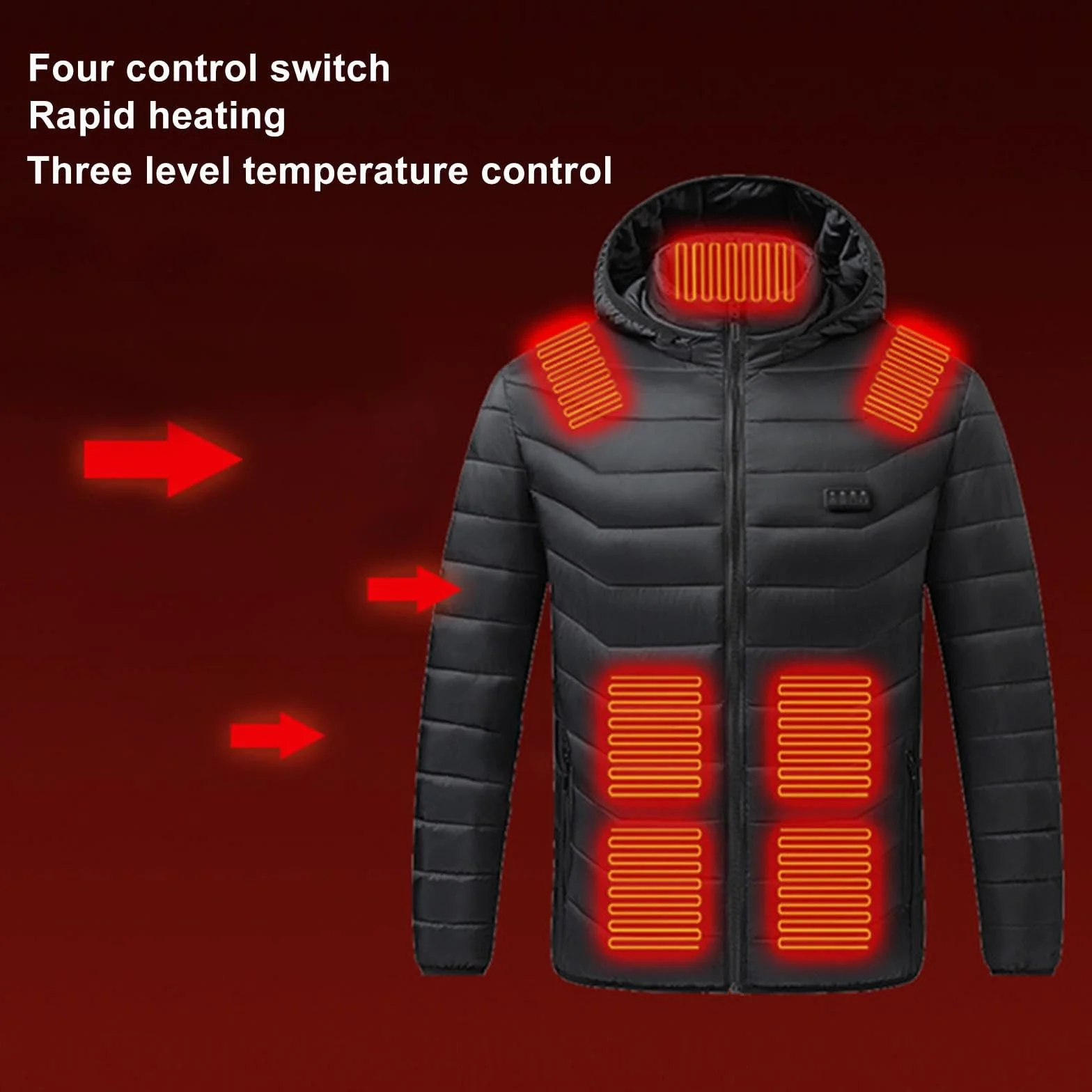 Veste Chauffante Électrique USB Homme Femme 8 Zones 3 Niveaux Chauffage Hiver Moto Chasse Randonnée Ski