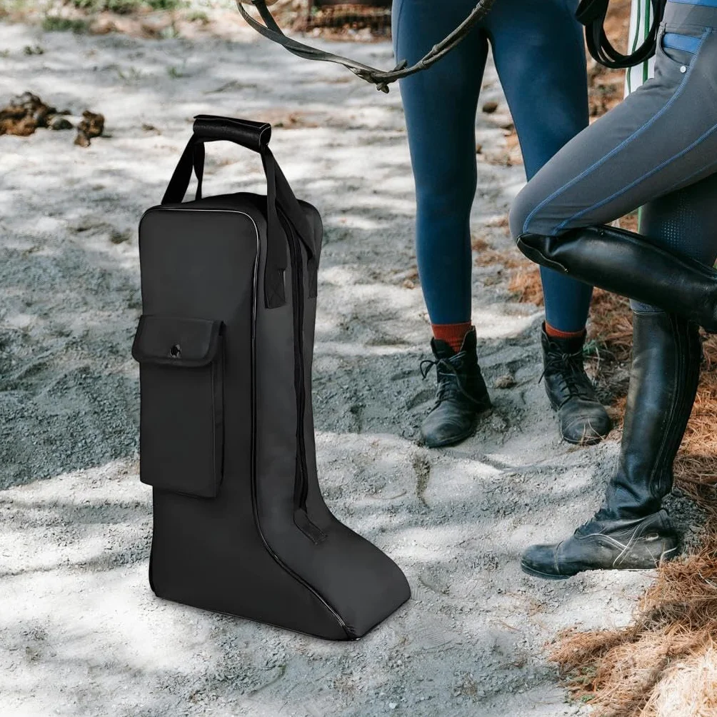 Milageto Housse de Rangement pour Bottes d'Équitation, Sac de Transport Imperméable en Tissu Oxford, avec Poignée Solide, Poche Frontale