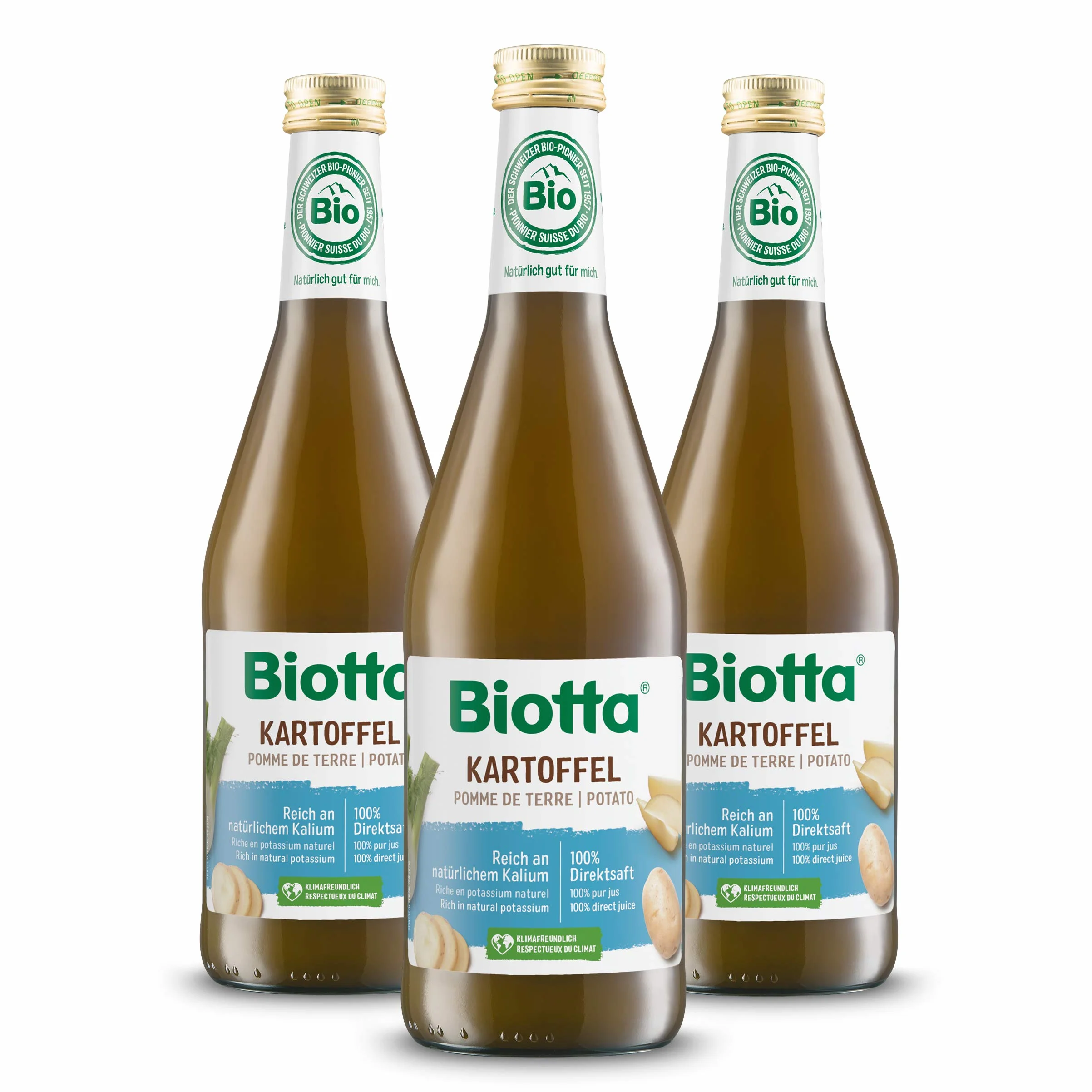 BIOTTA - Jus de Pommes de terre et de fenouil, lacto-fermenté - Préparation à base de pommes de terre 100% bio - Action ciblée Digestion - 500ml - Fabrication Suisse - Lot de 3