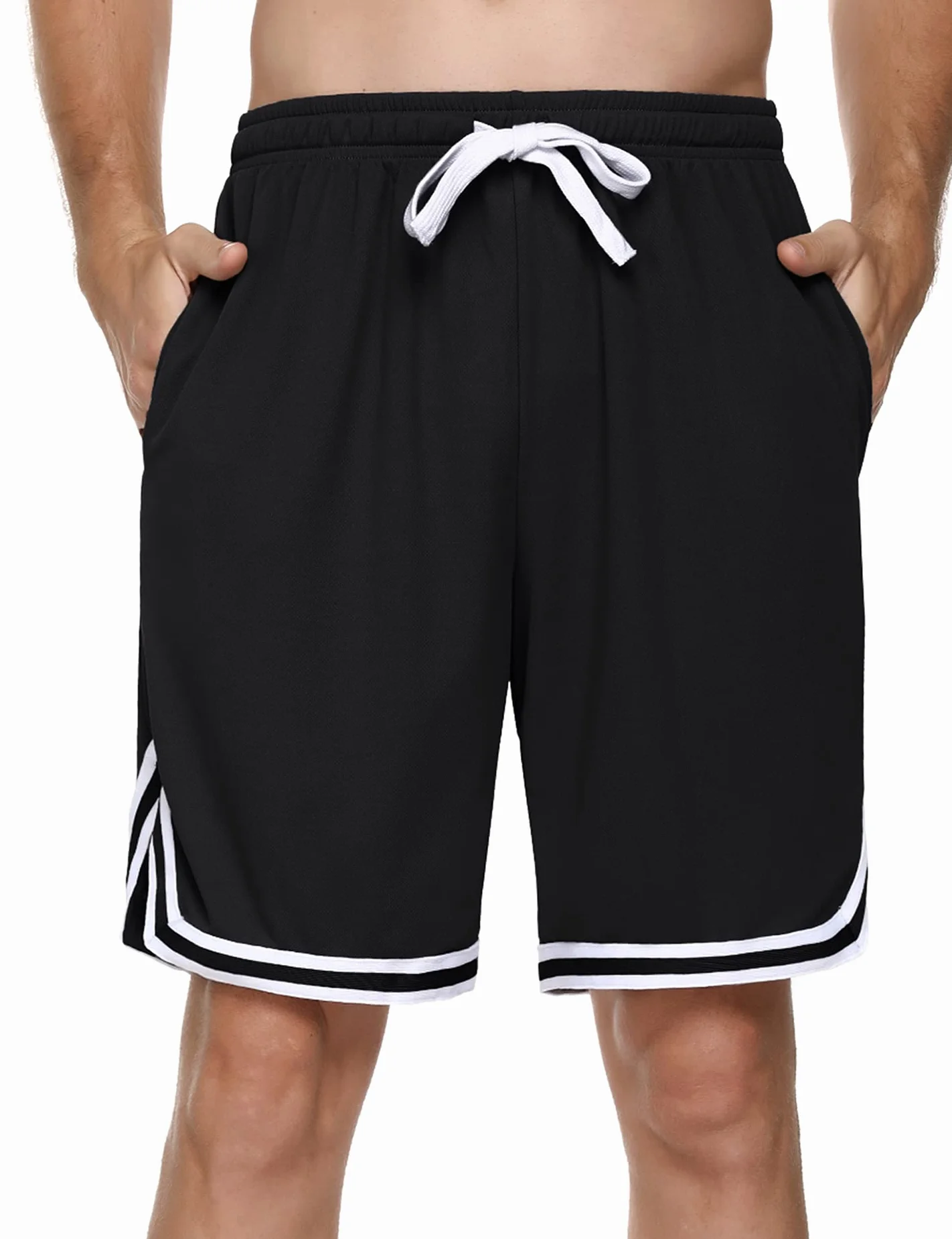 Litherday Shorts de Sport Homme en Coton avec Poches et Cordon de Serrage Séchage Rapide