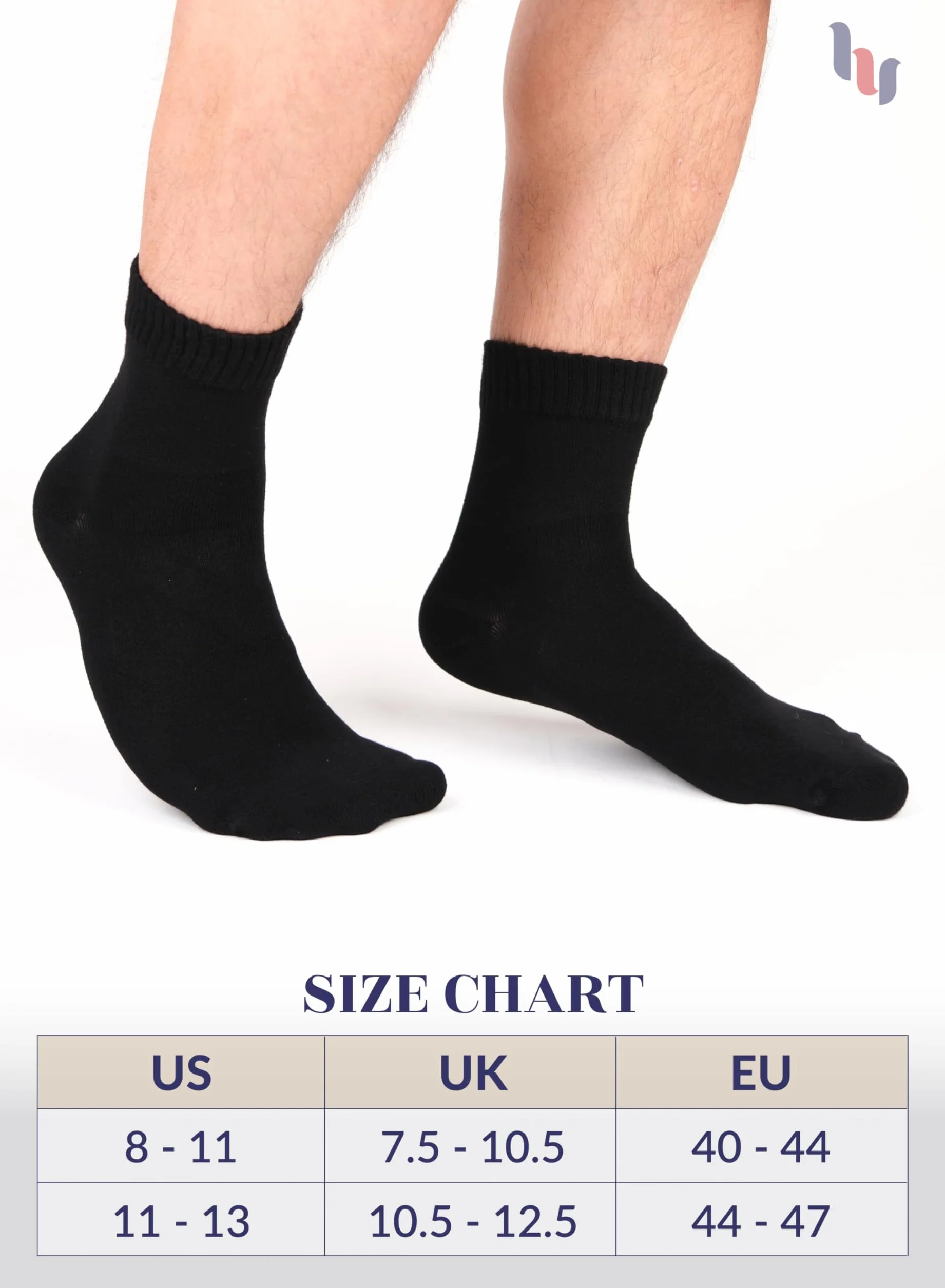HUGH UGOLI Chaussettes Cheville Hommes Diabétiques 4 Paires Bambou Douces Fines Larges Amples Pointure 40-44 44-47