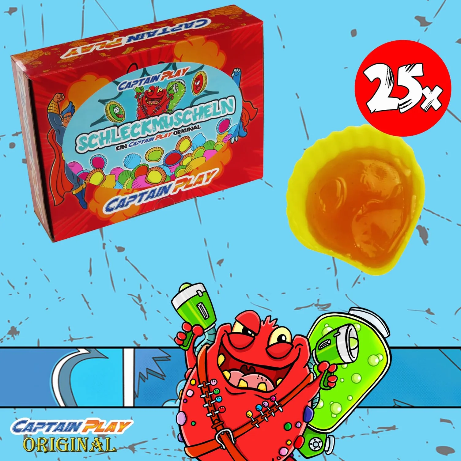 CAPTAIN PLAY Promo Pack Bonbonnière avec 25 Palourdes de Bonbon en emballage individuel