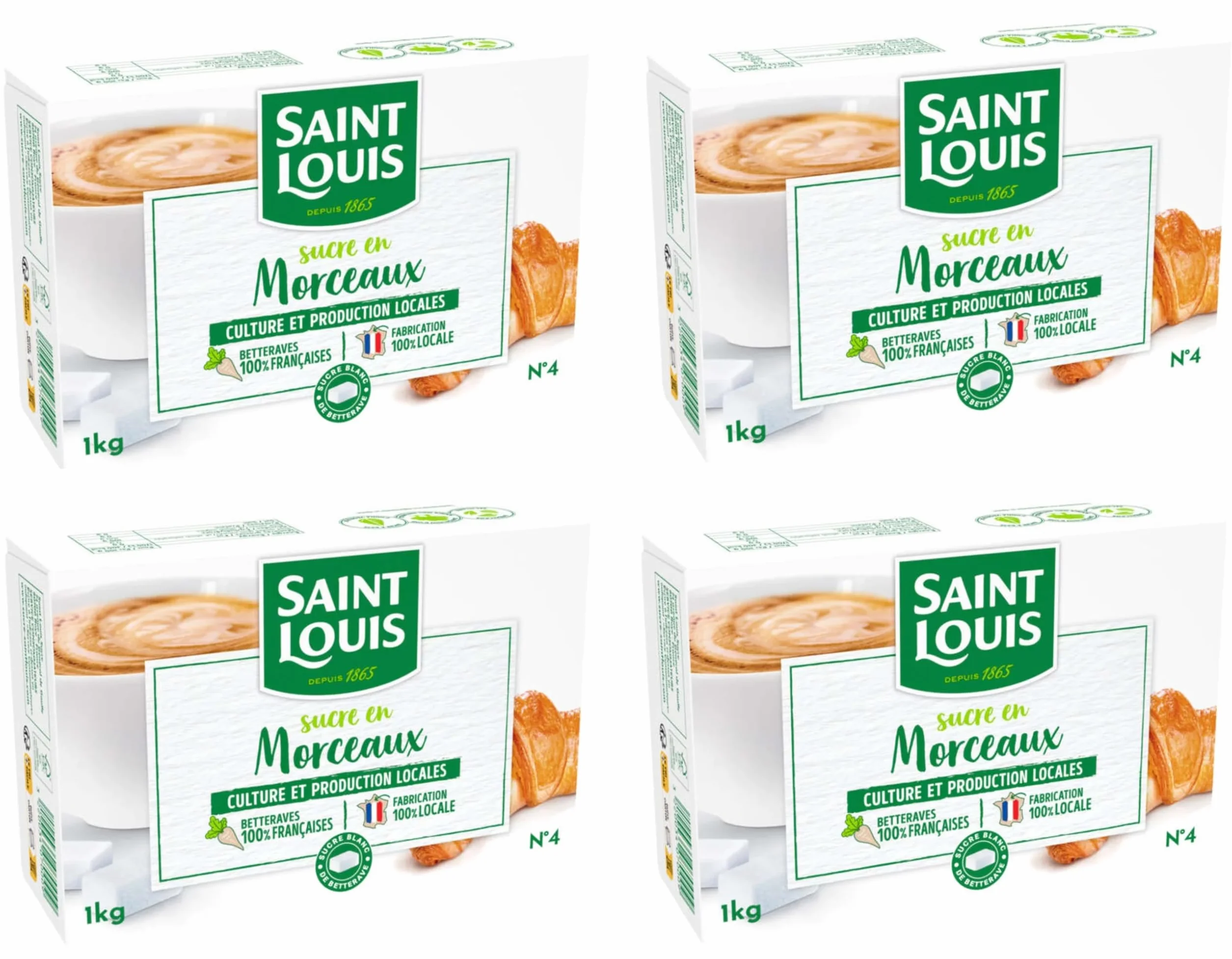 SAINT LOUIS - Sucre Morceaux N°4 / 1Kg - Lot De 4 - Vendu Par Lot - Offre Spéciale
