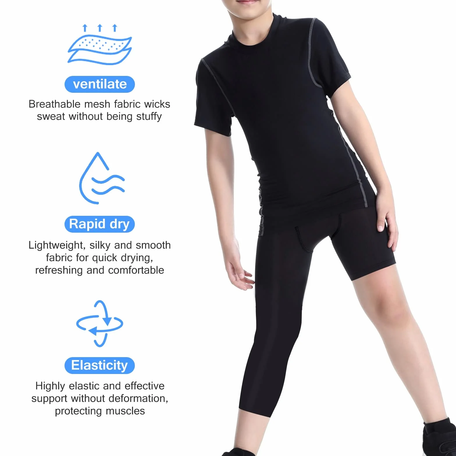 Valcatch Garçons Legging de Compression Basketball Course à Pied Jeunes Enfants Pantalon Sport Couche Base 6-14Y
