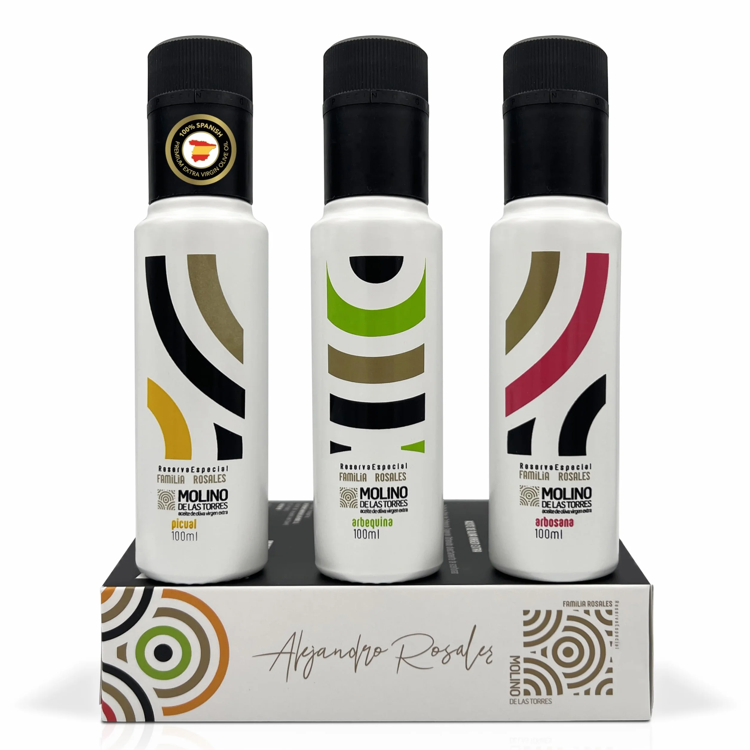 MOLINO DE LAS TORRES 3 x 100 ML Huile d Olive Extra Variété PICUAL, ARBEQUINA, ARBOSANA d’origine Andalousie Espagne- Huile Olive Récolte Précoce (Octobre 2025) de qualité supérieure