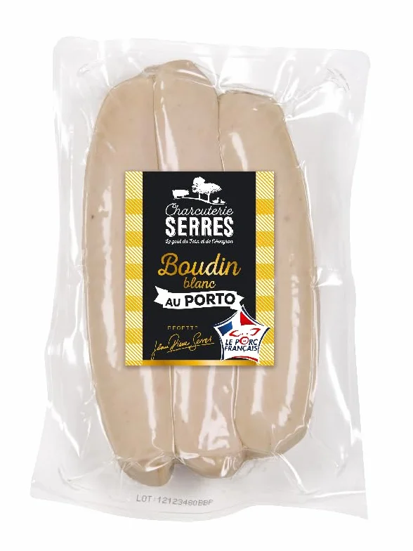 jemangefrancais - Boudin Blanc au Porto - Viande de Porc Français - Lot de 3 boudins blancs au porto sous vide en sachet de 300 g soit 100 g pièce