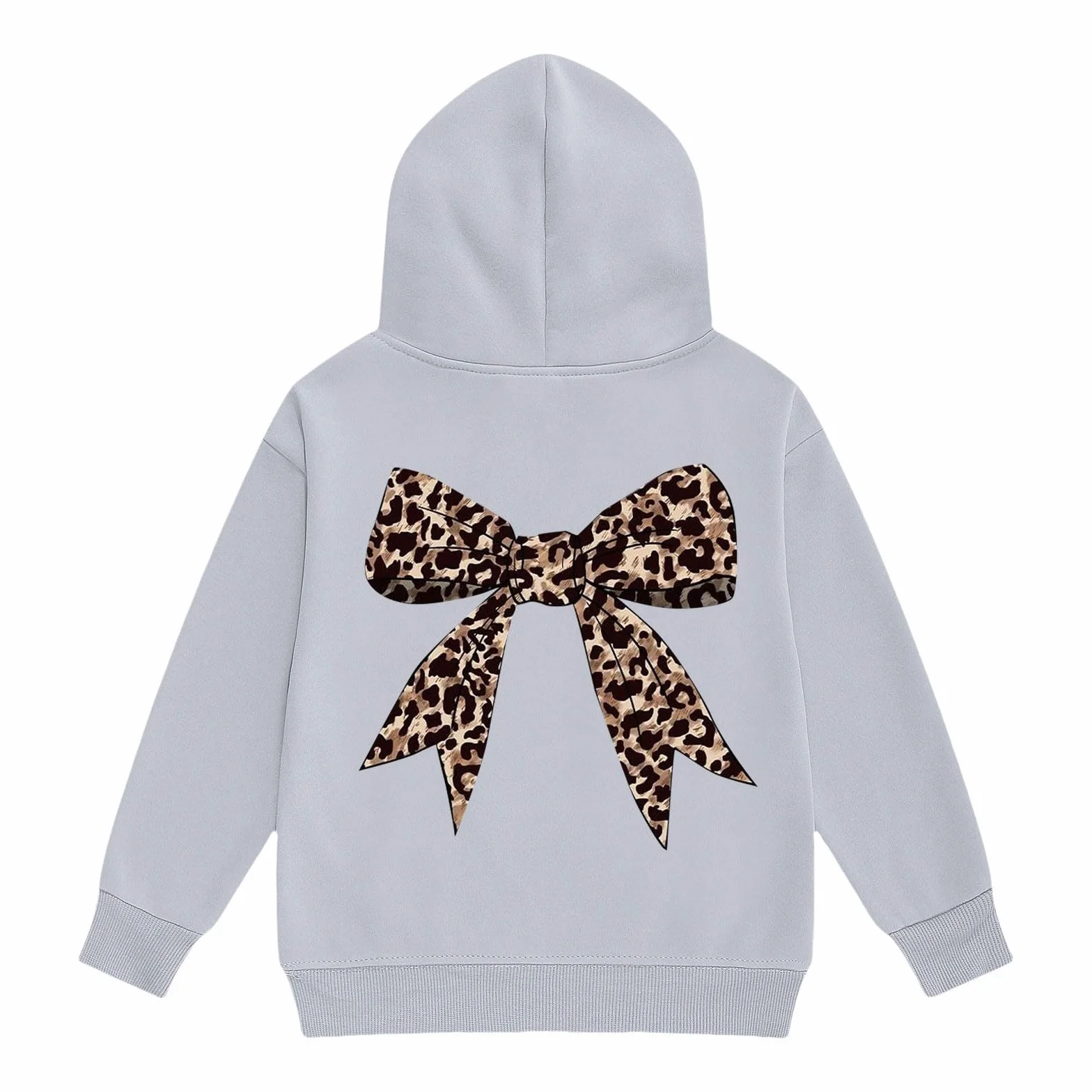 Sweat à capuche fille nœud léopard imprimé graphique manches longues pull école décontracté