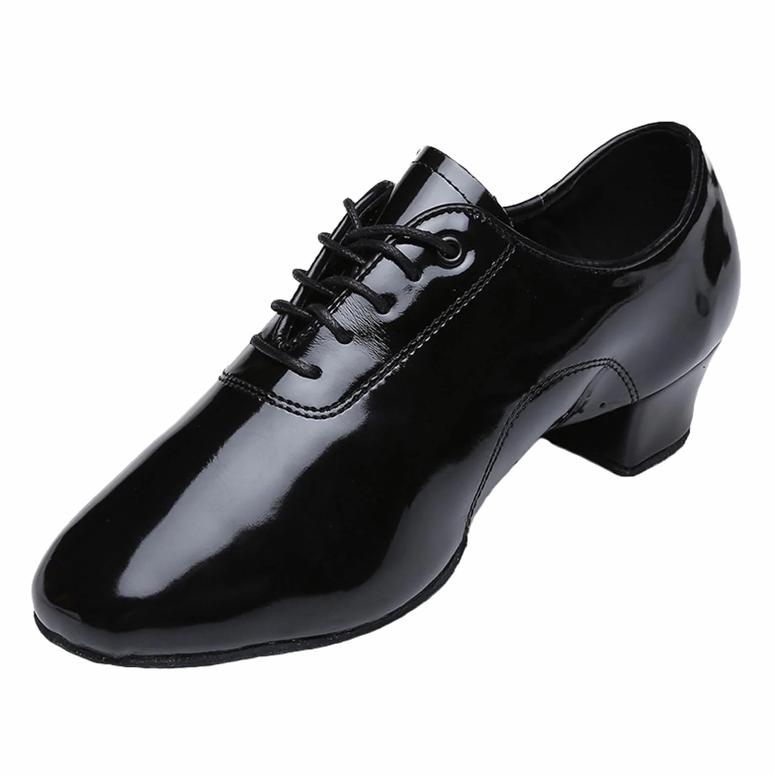 Chaussures De Danse Latine Hommes Semelle Fendue Cuir Verni Talon Bas Respirant
