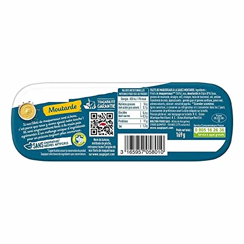SAUPIQUET - Filets Maquereaux Moutarde 169G - Lot De 4