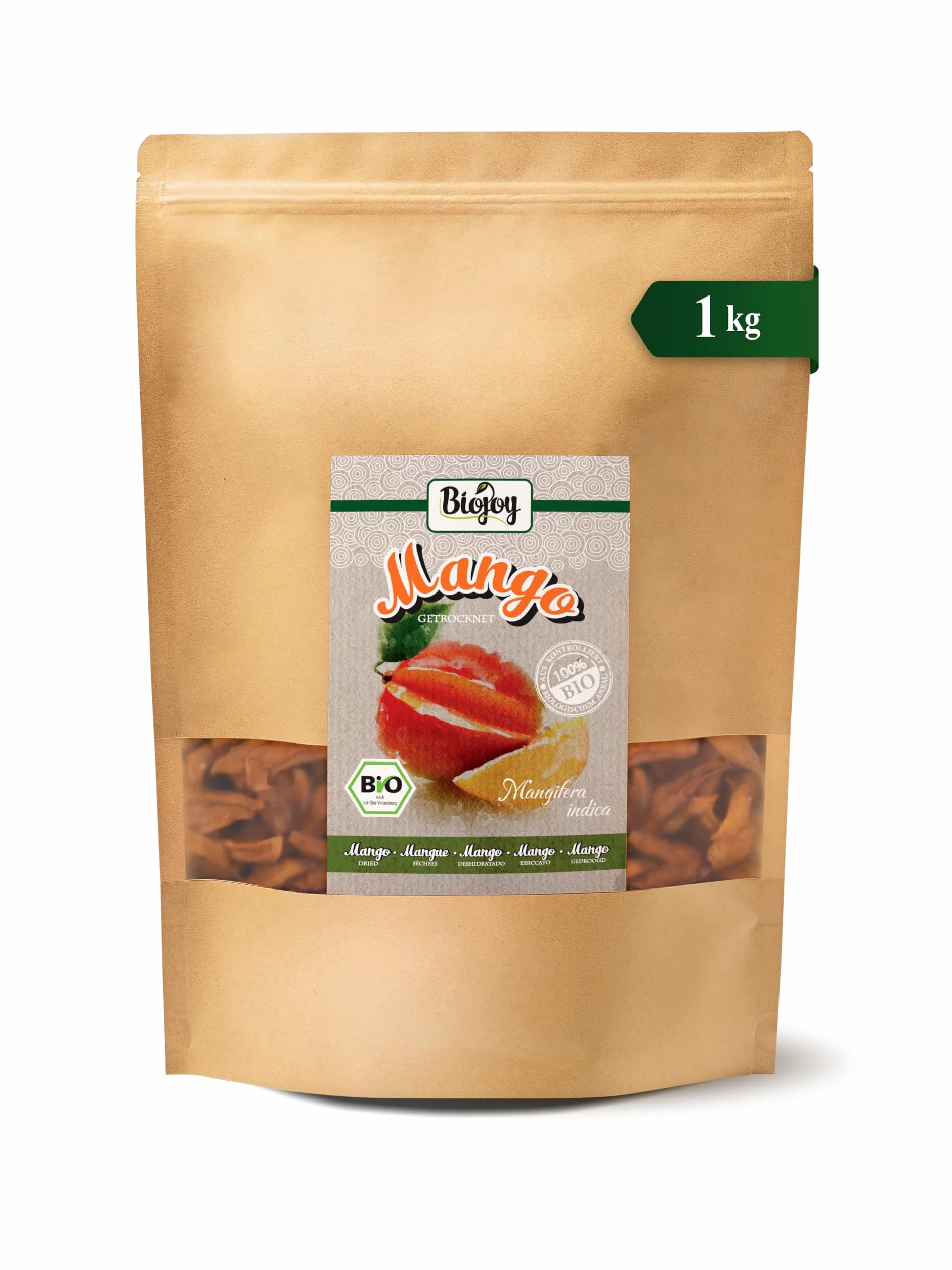 Biojoy Mangue séchée BIO (1 kg), variété Brooks, non sulfurée