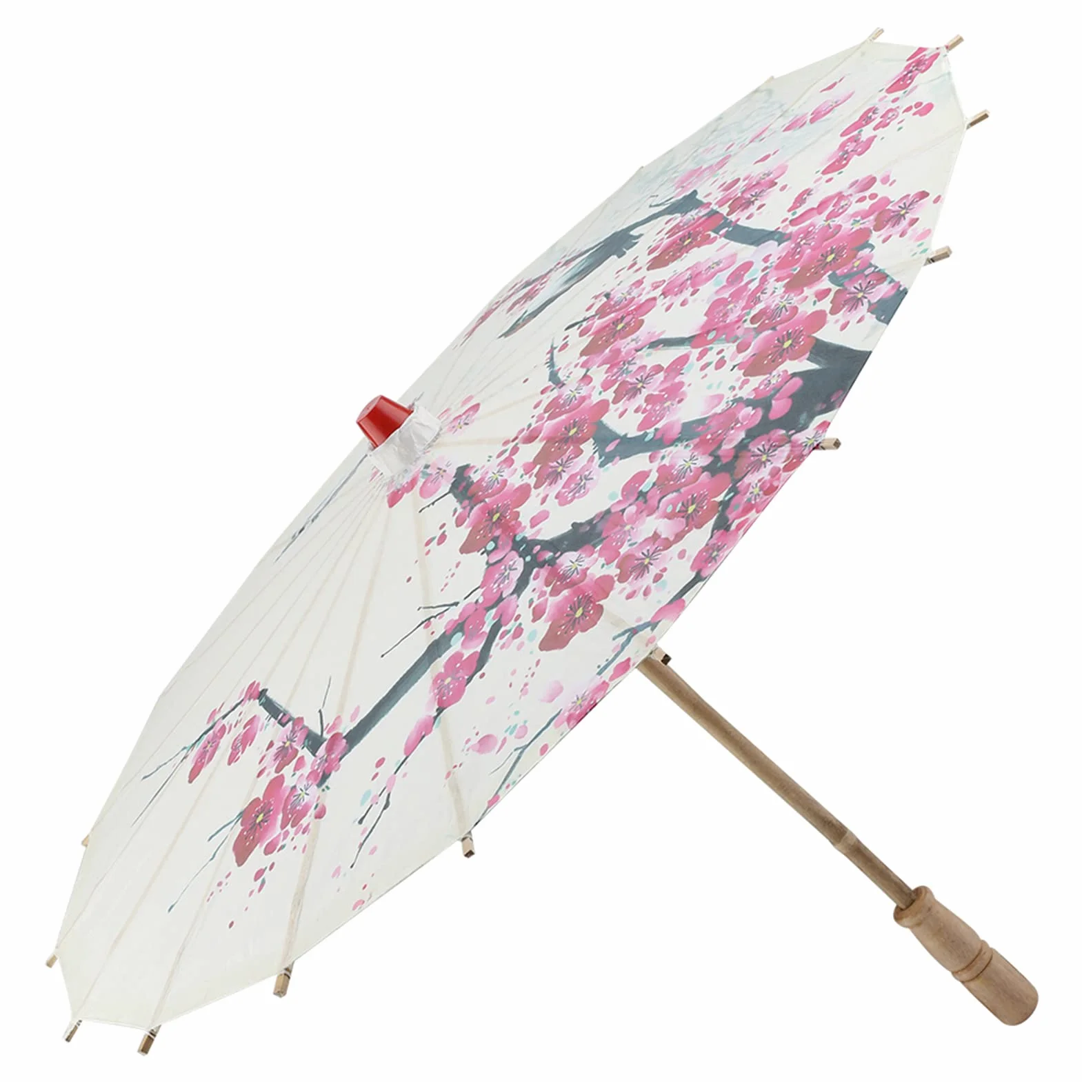Parapluie Chinois en Papier Huilé Fait à la Main Fleur de Prunier Poignée en Bois Danse Classique