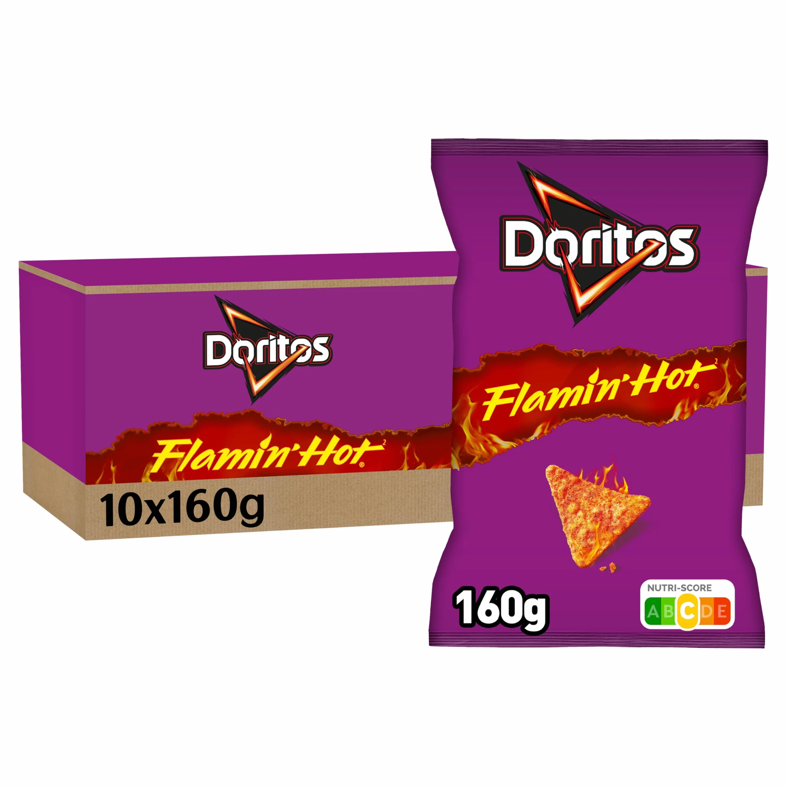 Doritos Chips Tortilla Goût Flamin' Hot 160g - Lot de 10