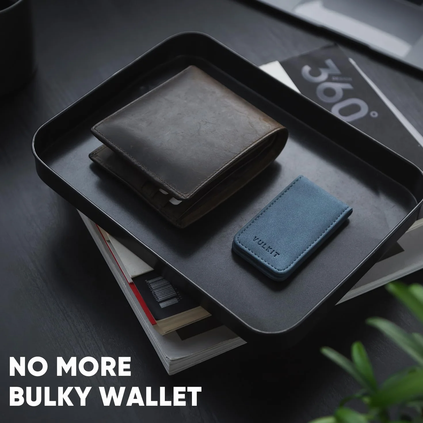 VULKIT Pince à Billets Magnétique Mince en Cuir Porte-Cartes de Visite et de Crédit, Aimant Puissant pour 15 Billets Pliés