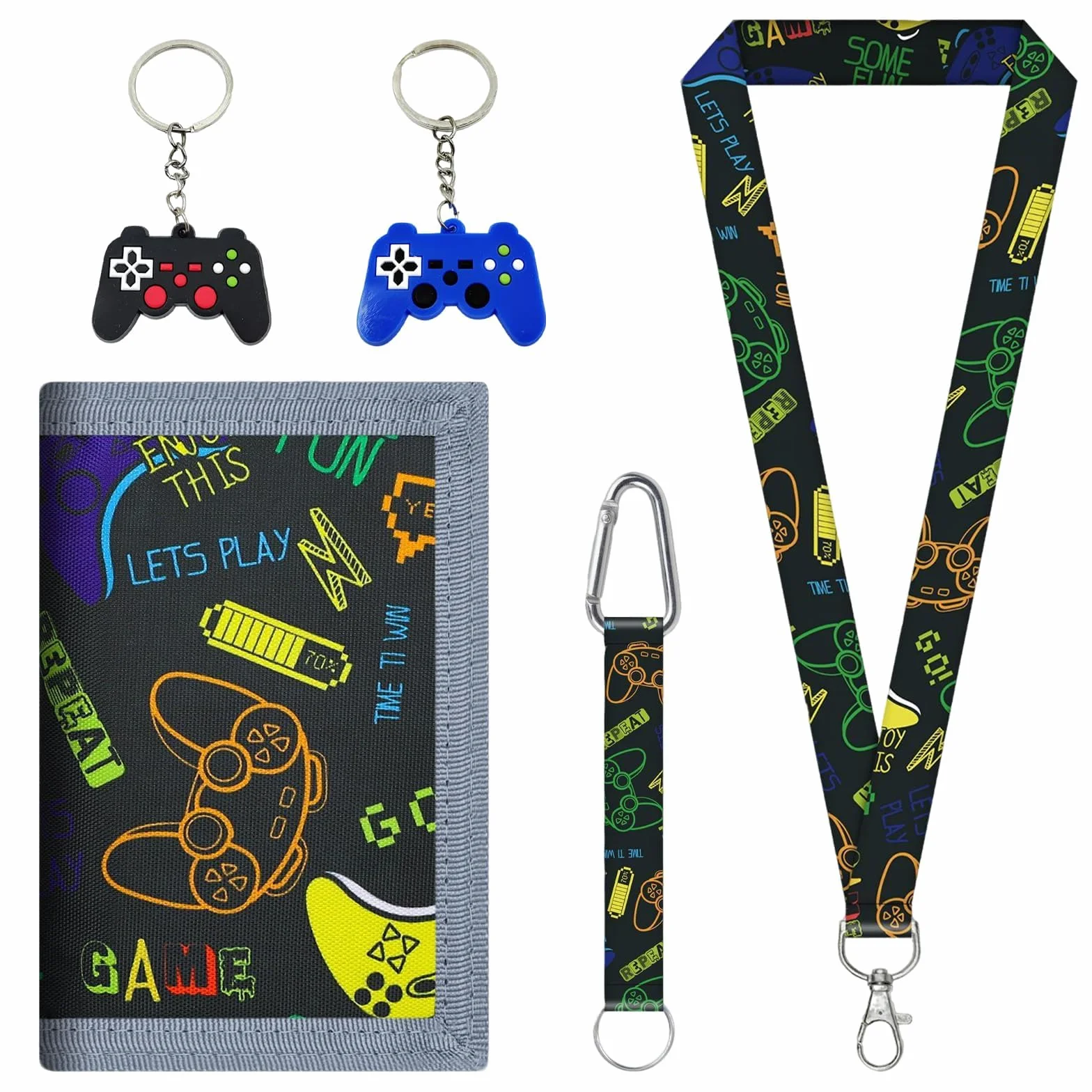 Portefeuille Ado Garcon Pliable Motif Console de Jeu Noir Cadeau Rentrée Scolaire