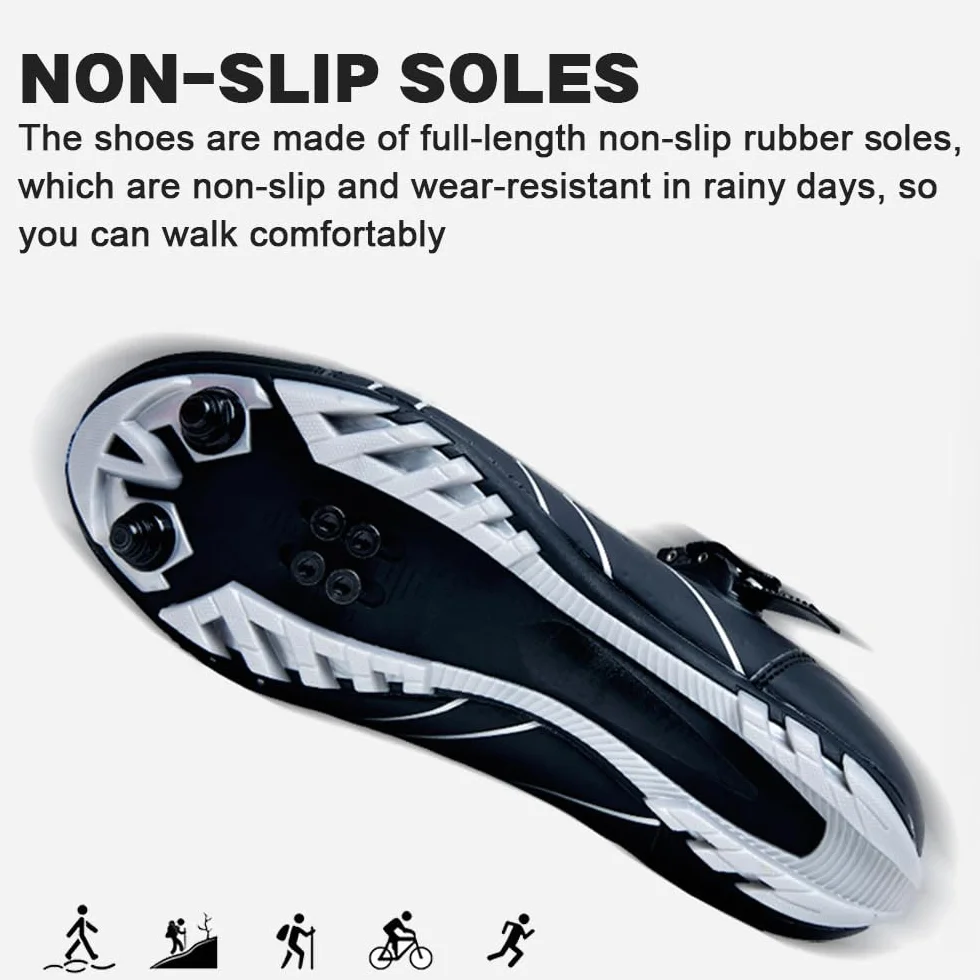 Chaussures de Cyclisme Hixingo Hommes Femmes VTT Route Respirantes Semelle Dure Verrouillage 2 Trous