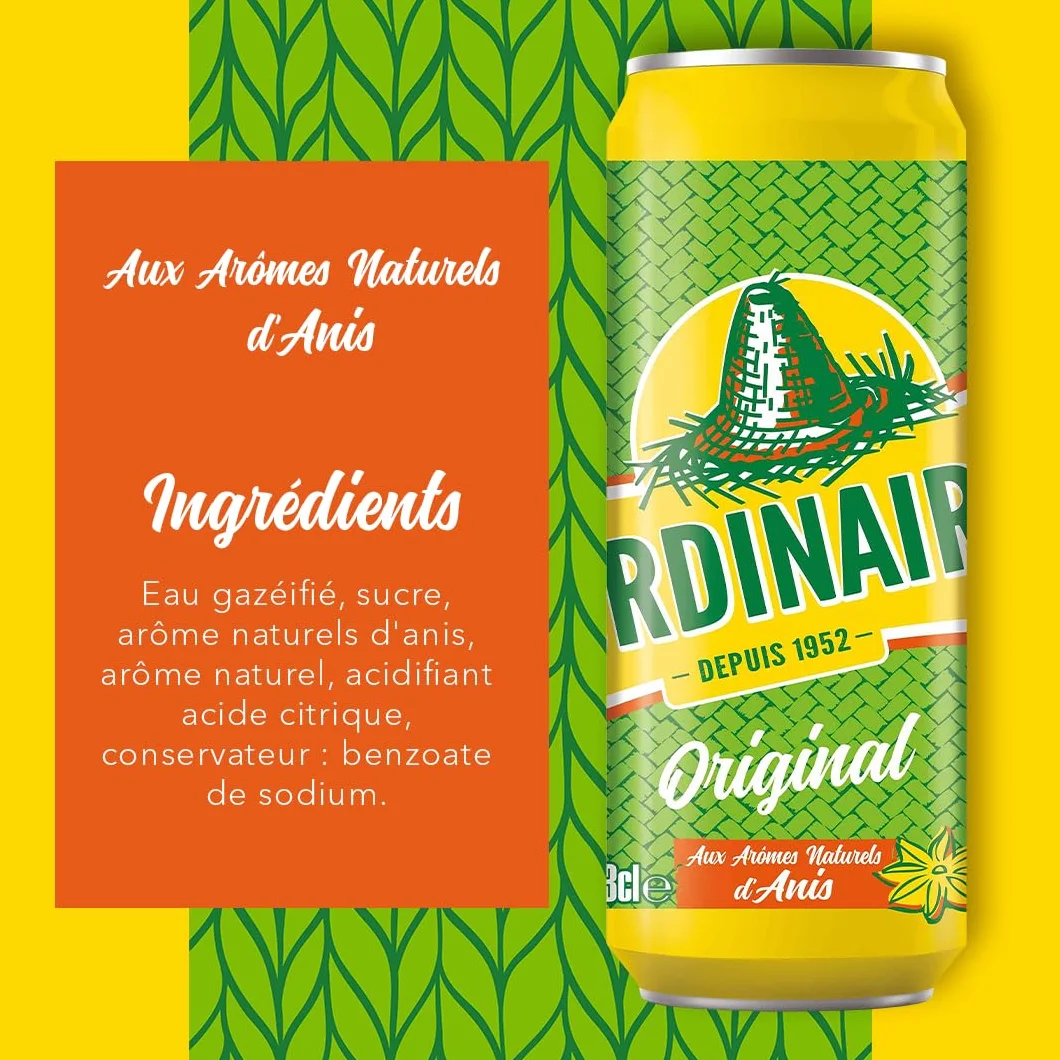 L'Ordinaire Boisson Gazeuse Original aux Arômes Naturels d'Anis, 33cl, Pack de 24 Canettes