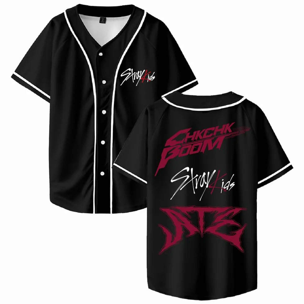 Stray Kids Ate Chk Chk Boom Maillot de baseball à manches courtes T-shirt streetwear