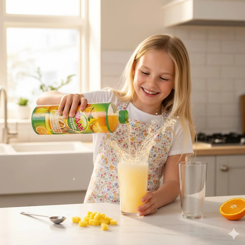 RAAK Sirop Multi-Fruits Premium | 5 Saveurs Exotiques 30 Verres | Pomme Orange Passion Poire Ananas