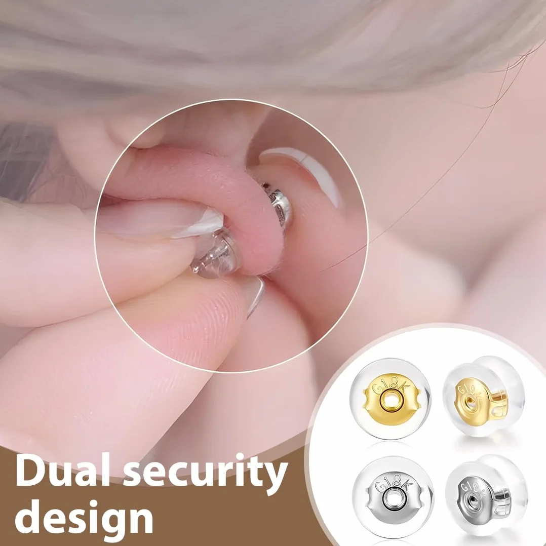 Fermoir Boucles d'Oreilles en Silicone Hypoallergénique 20 Pièces pour Oreilles Tombantes Non-Irritants