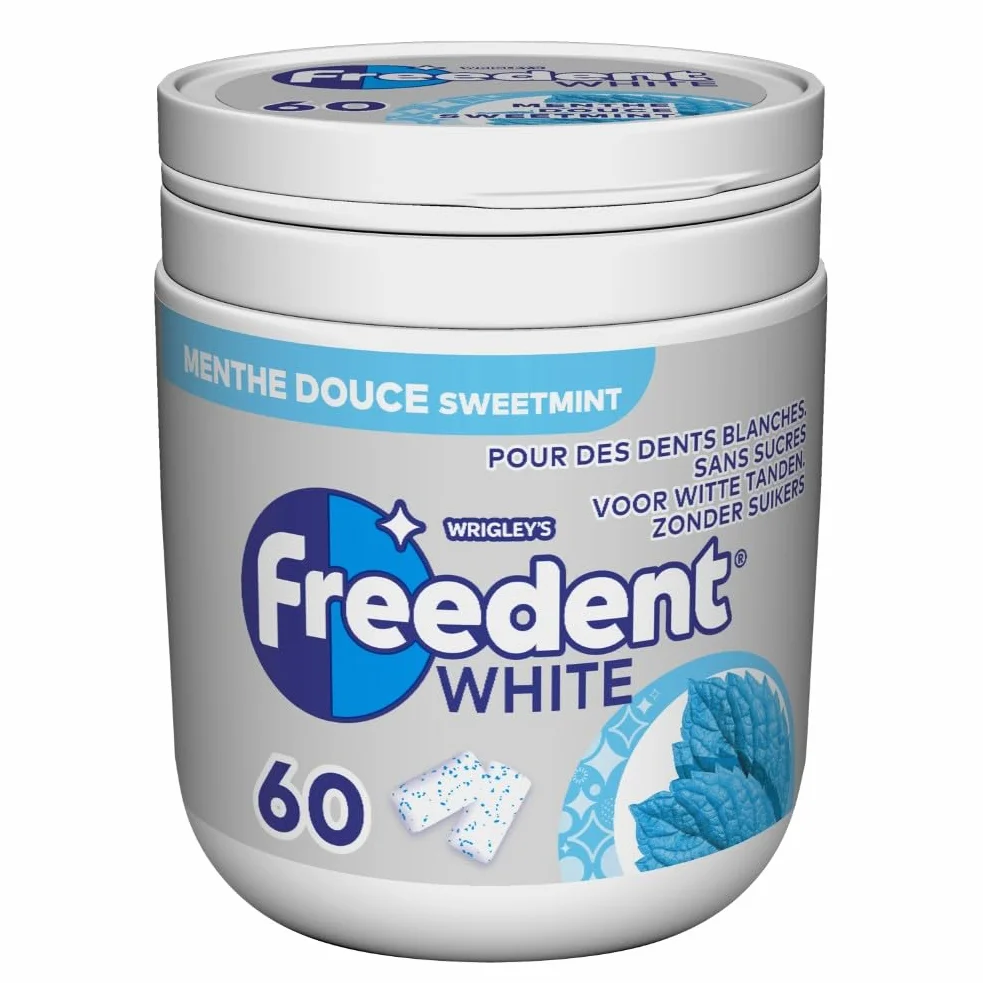 FREEDENT WHITE Chewing-gum Menthe Douce sans sucres 60 dragées 84g