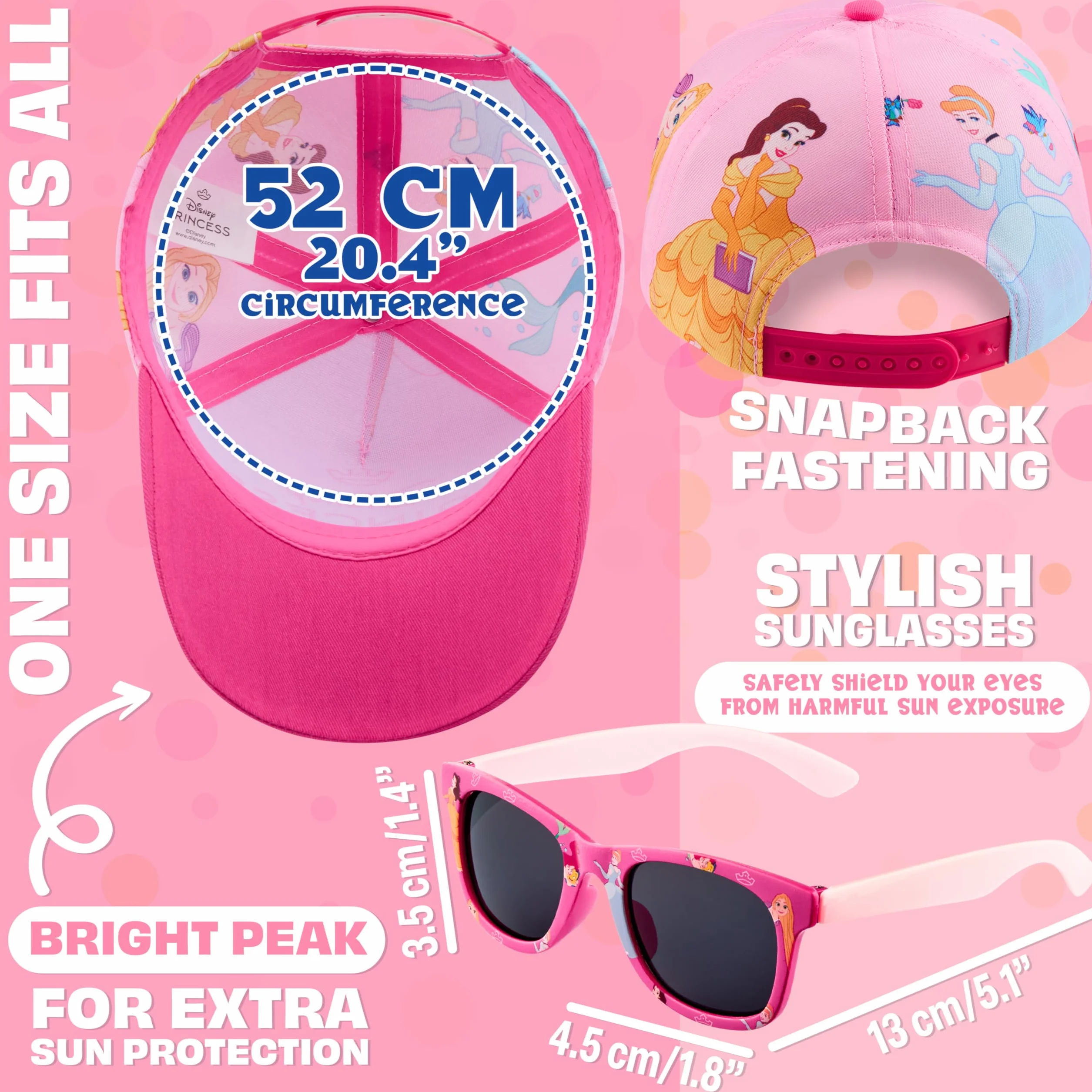 Coffret Casquette Enfant et Lunettes de Soleil UV400 Fille Été Respirante