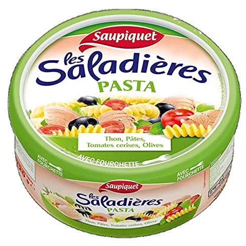 SAUPIQUET - Saladières Pasta Snacking, Salade de Pâtes aux Thons et Légumes, 220g - Prêt-à-manger et Délicieux ! - Lot De 4 - Vendu Par Lot