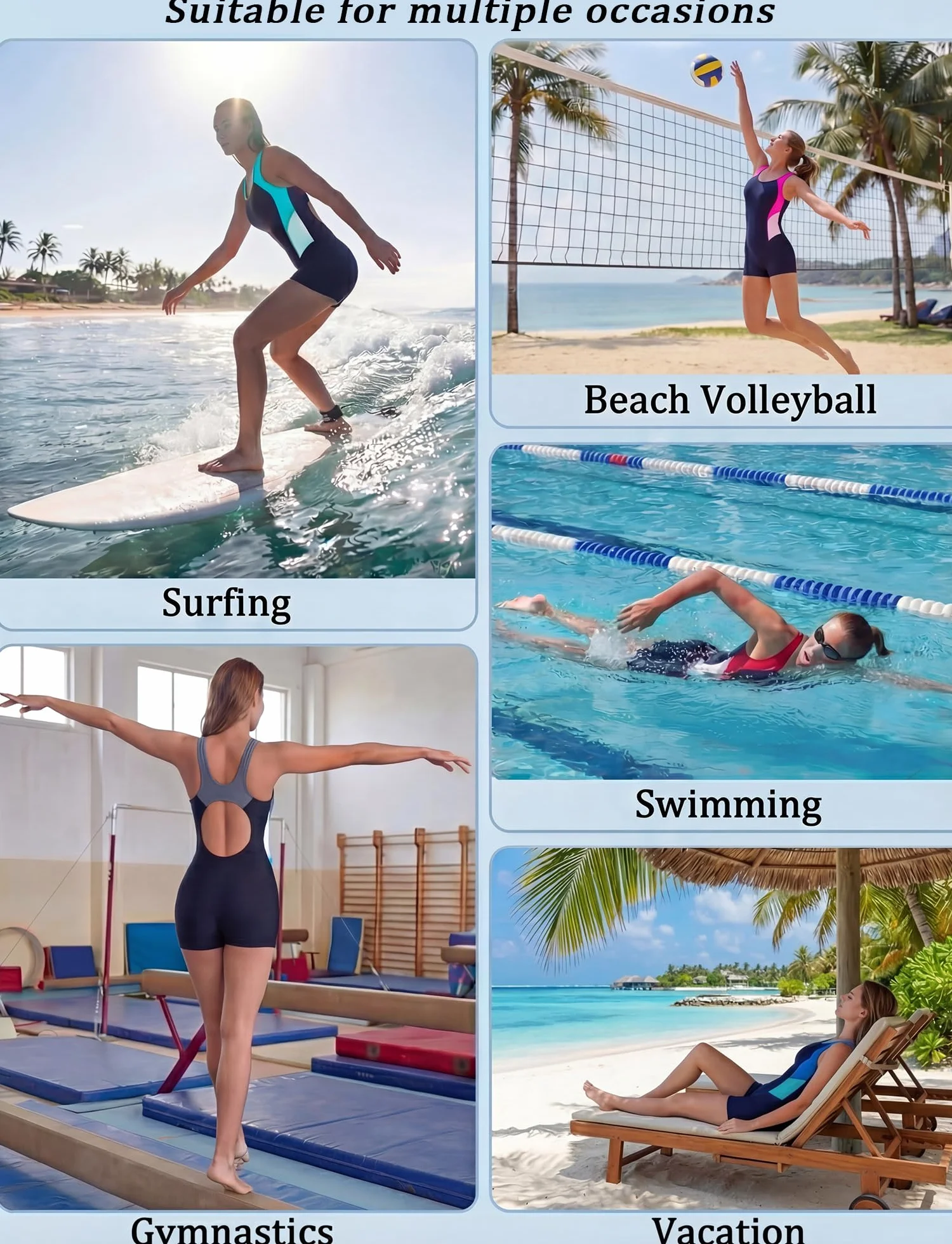 SEAUR Maillot de bain une pièce athlétique femme boyleg bloc couleur dos nageur sport