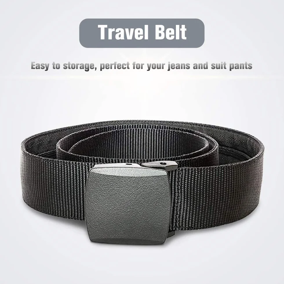 Ceinture à billets avec compartiment secret pour voyage, anti-pickpocket, boucle plastique unisexe