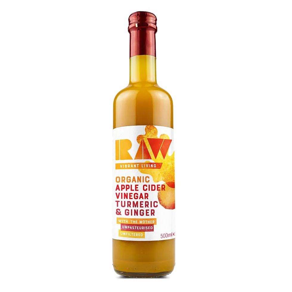 Raw Health Raw Health Mélange de vinaigre de cidre de pomme brute, curcuma et gingembre, 500 ml
