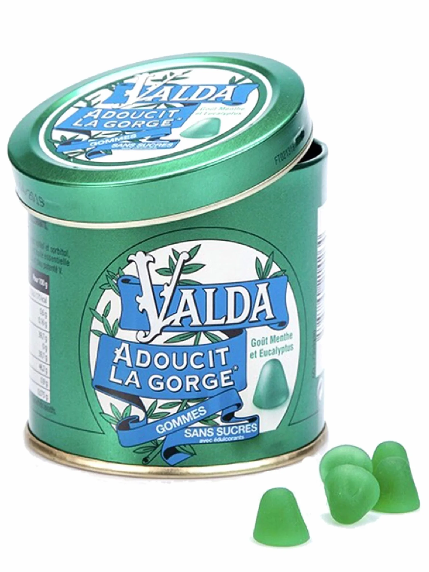Valda Gommes Sans Sucres Goût Menthe Eucalyptus 140 g Lot de 2