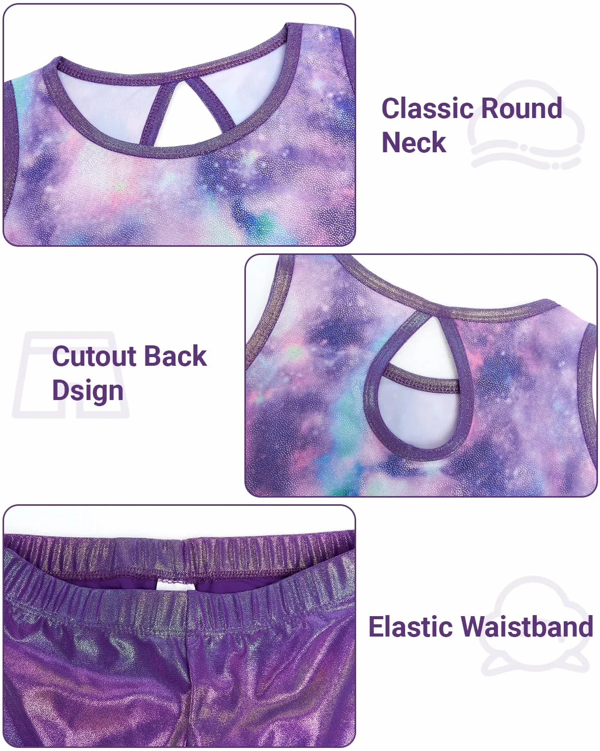 JiAmy Girls Gymnastics Leotards Two Piece Sparkly Dance Biketards Ballet Tumbling Outfit 3-12 Years