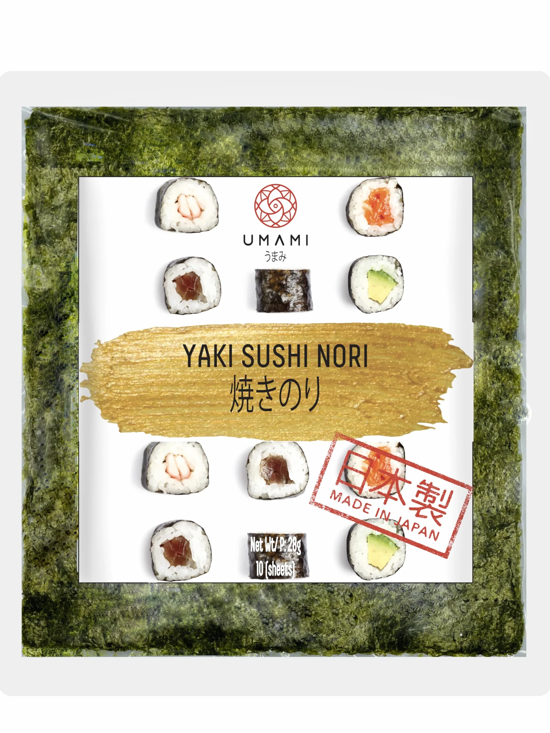 Algues Nori du Japon Umami, 10 Feuilles, 28g, Grillées à Basse Température