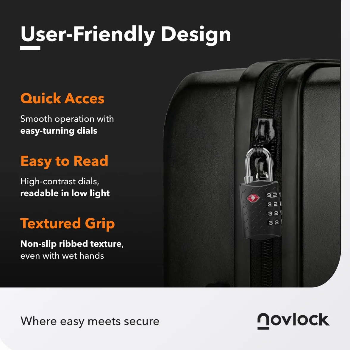 Cadenas TSA à code 4 chiffres lot de 2 noir compatible USA surface nervurée antidérapante sécurité voyage valise