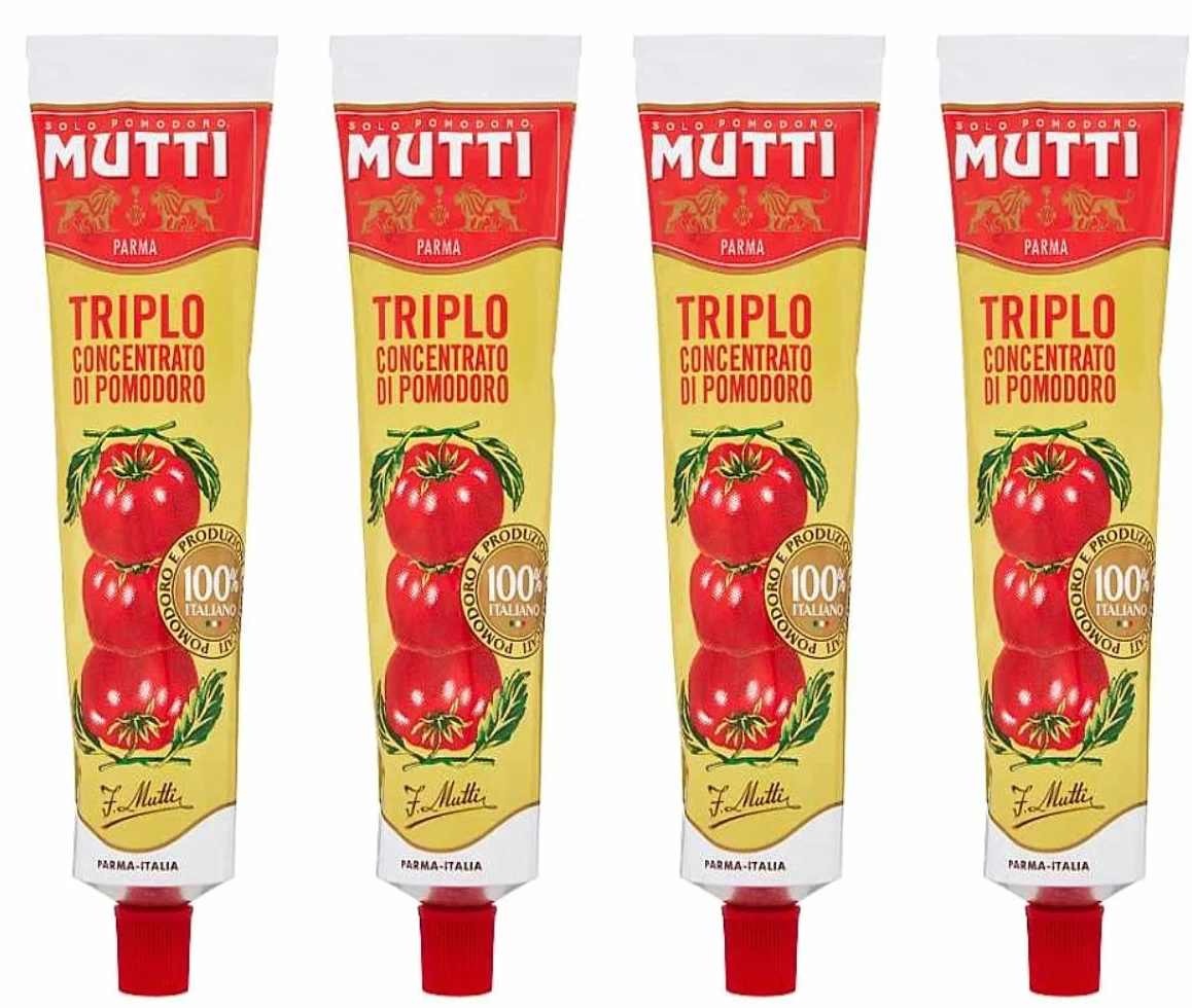 Mutti Lot de 4 tubes de sauce tomate triple concentrée 185 g