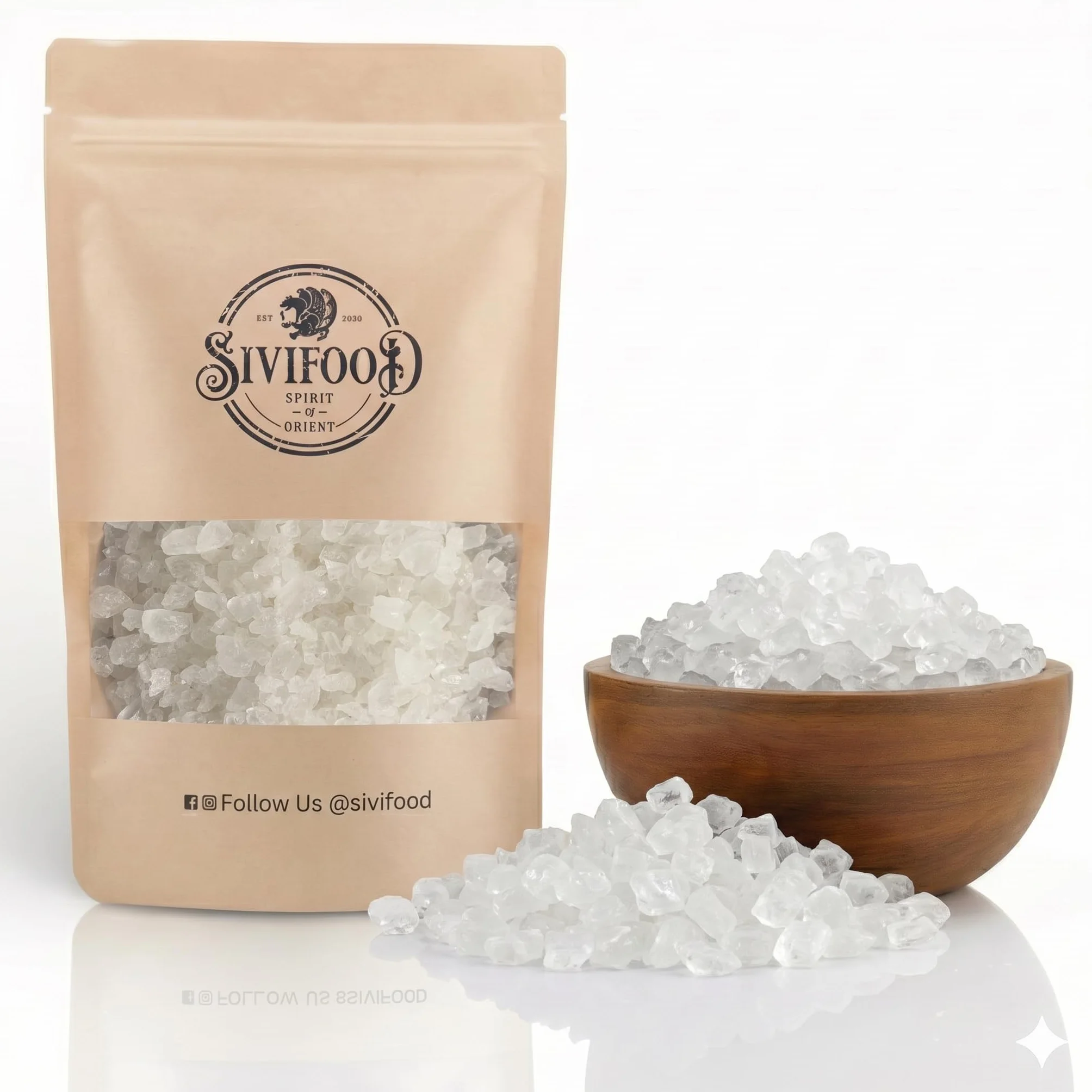 SIVIFOOD fragments de sucre candi naturels blanche 1kg - bonbons de roche en croûte naturels - bonbons de sucre de roche de sucre cristal naturel bonbons de miettes de sucre granule 1000g