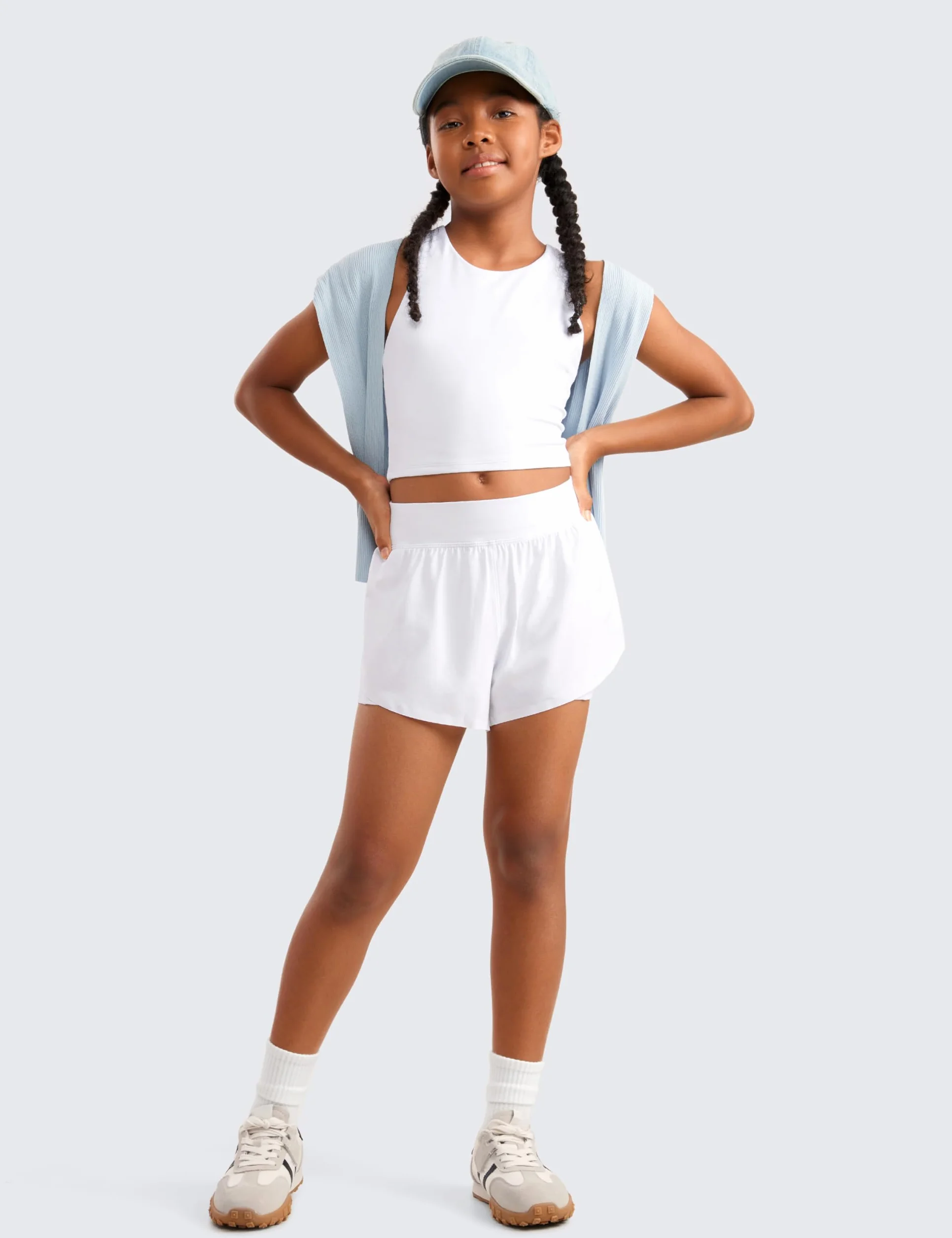 CRZ YOGA 2 in 1 Athlétique Courir Shorts Taille Haute Poches Tennis