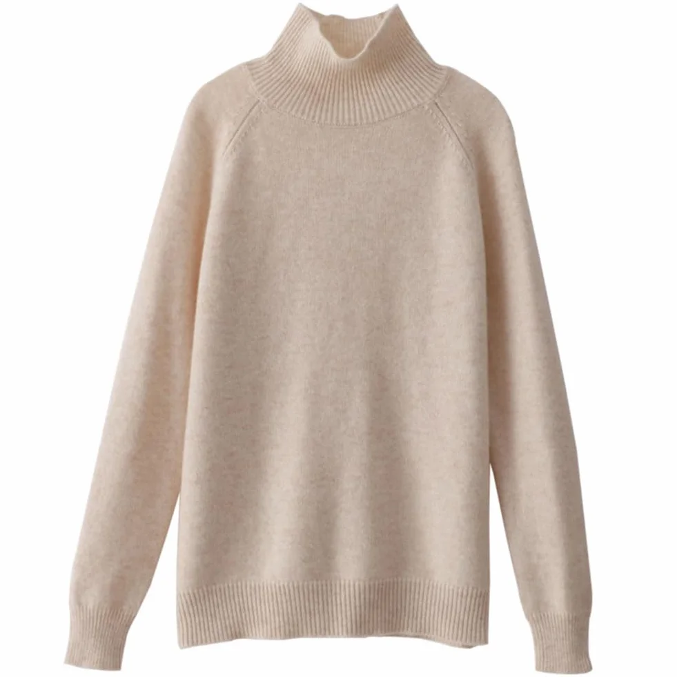 Pull en Tricot à col roulé Cachemire Laine Chaude Manches Longues