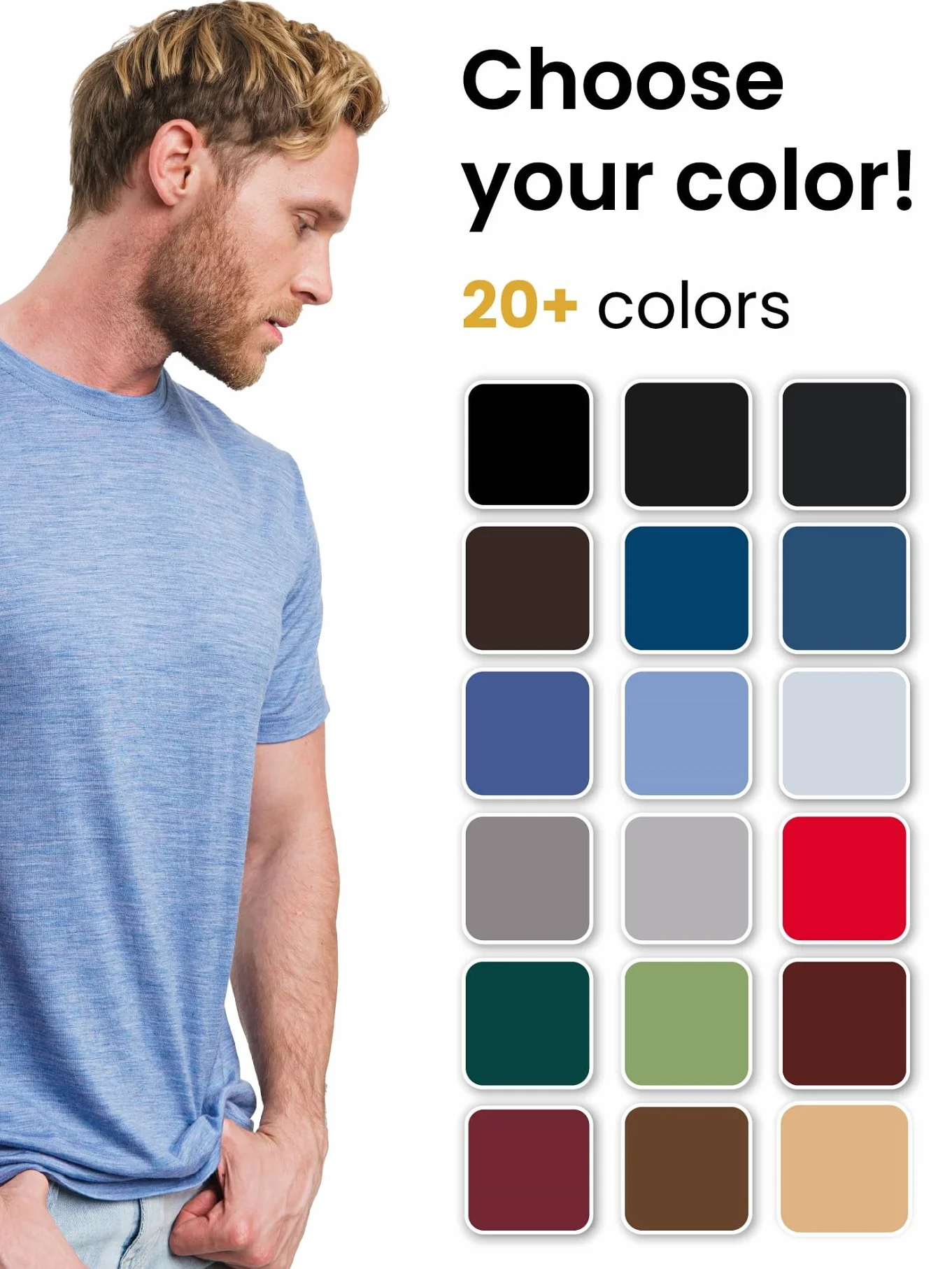 Merino.tech T Shirt Merinos Homme 100% Laine Merinos Lightweight