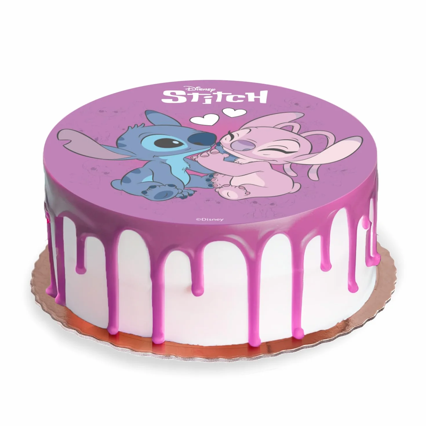 Dekora, Stitch & Angel Disque Azyme, Décoration Comestible pour Gâteau d'Anniversaire, Disney Rond Cake Topper 20 CM
